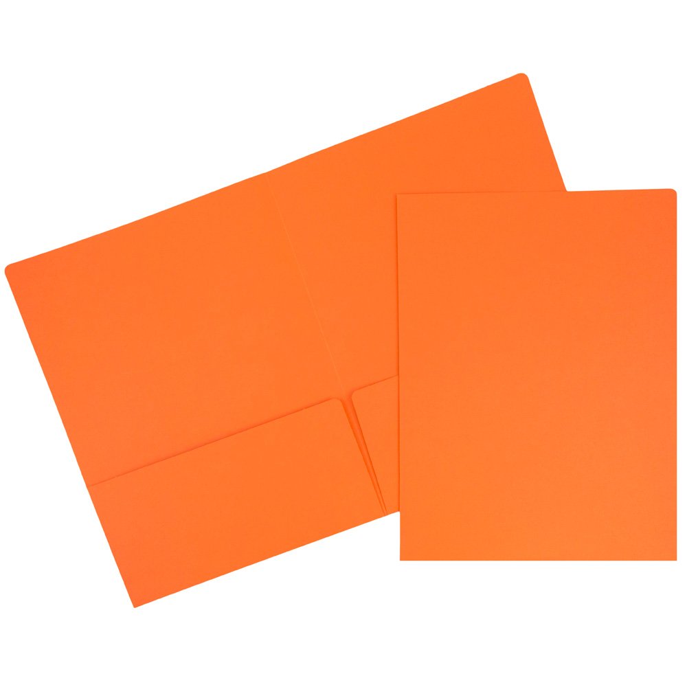 Premium Matte Cardstock Twin Pocket Folders - Orange - 6 Pack | Heavy Duty File Folders for School, Office & Home Organization | JAM PAPER