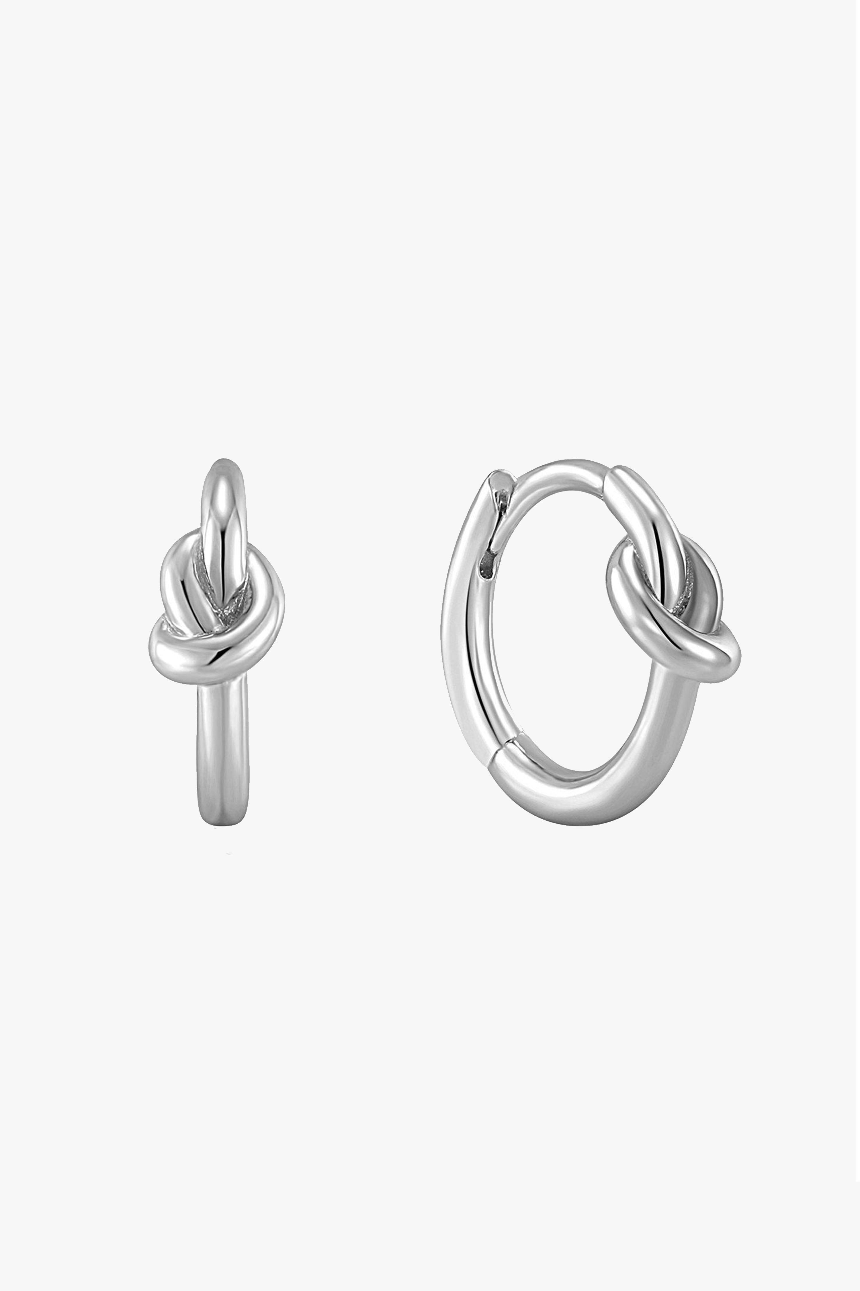 Forget Me Knot Huggie Hoop Earrings - 12mm Sterling Silver Minimalist Dainty Hoops for Everyday Wear | Perfect Gift for Women, Girlfriend, Wife | Office, Date Night, Special Occasions