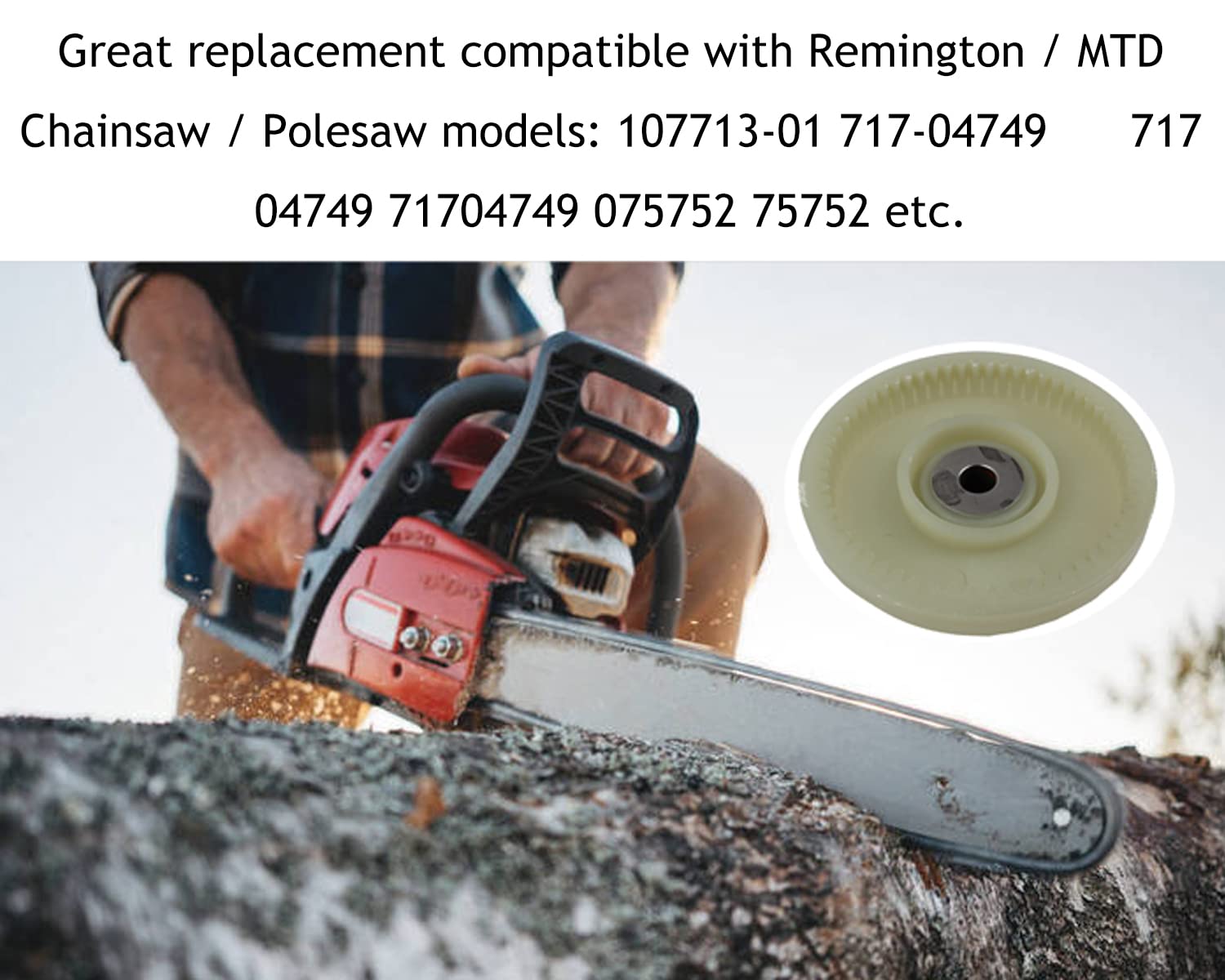 Remington/MTD Electric Chainsaw Sprocket Gear 717-04749 Replacement Part for Chainsaws & Polesaws - Durable Inner Gear 71704749 075752 - Perfect for Wood Cutting, Tree Trimming & DIY Projects