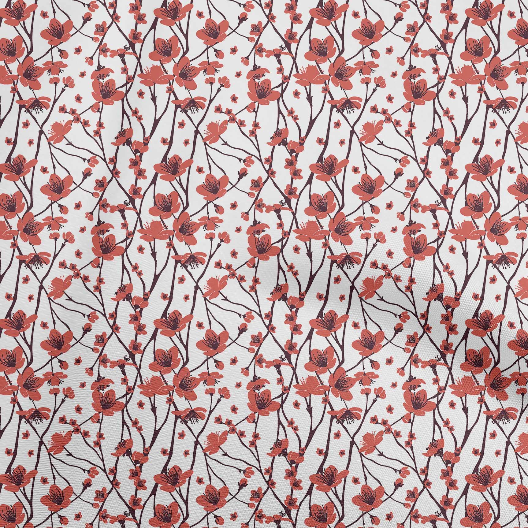 oneOone 100% Cotton Jersey Red Floral Print Fabric for Kids - 58 Inch Wide DIY Sewing Material for Clothing, Dresses & Crafts - Soft & Breathable Fabric by The Yard