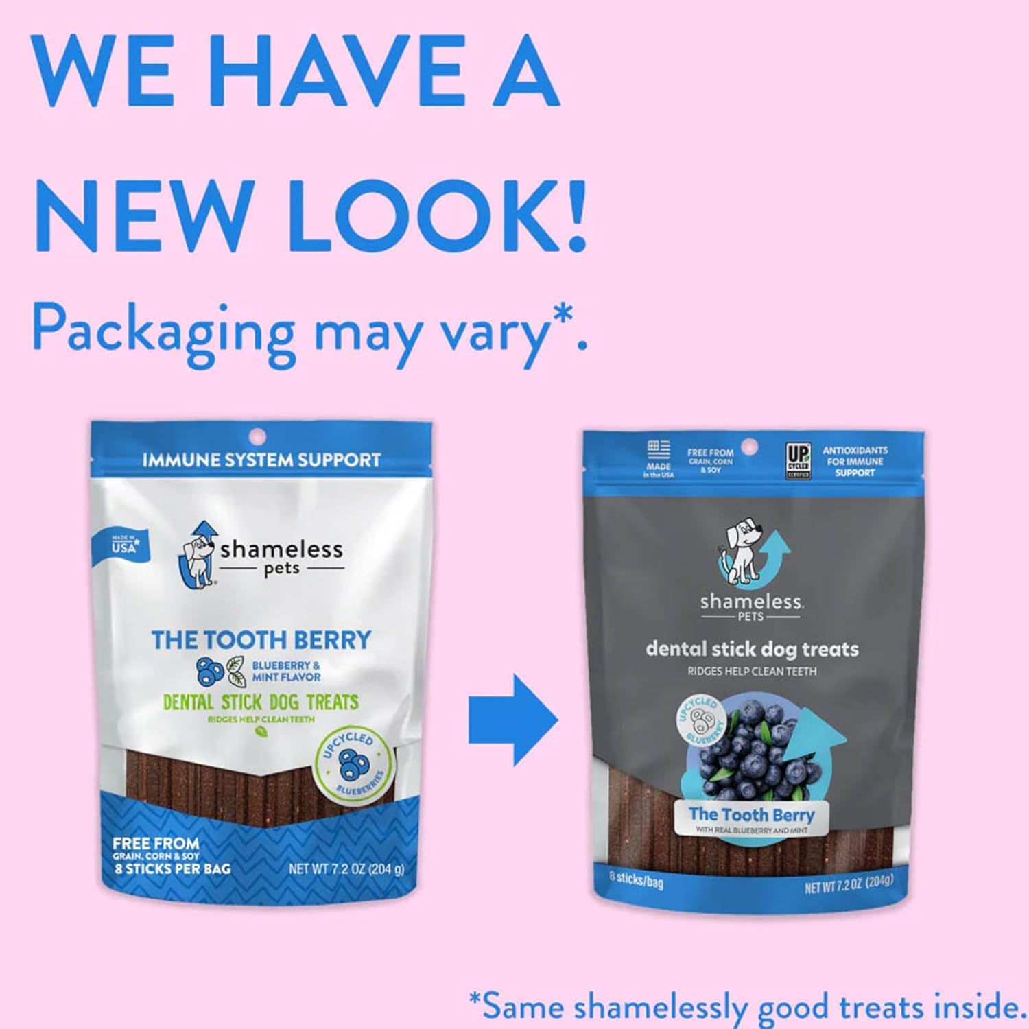 Shameless Pets Tooth Berry Dental Sticks for Dogs - Natural Oral Care Dental Treats to Improve Bad Dog Breath | Freshens Breath & Supports Dental Health for Small, Medium & Large Dogs - Perfect for Daily Teeth Cleaning & Playtime Rewards