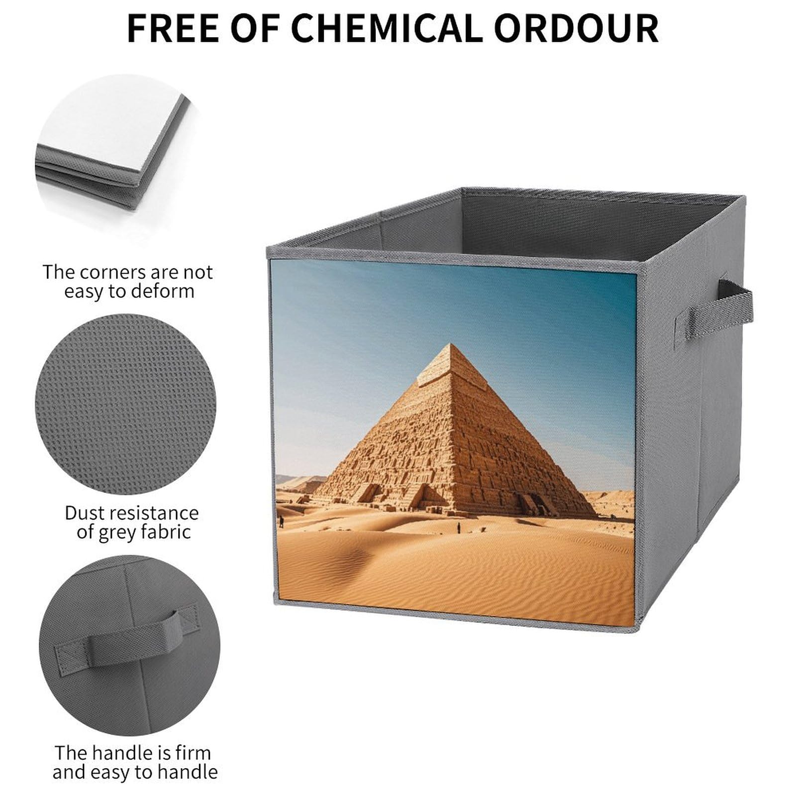 6PCS Collapsible Storage Bins - Egyptian Pyramid Design Foldable Organizer Baskets with Handles for Home, Kitchen, Bathroom & Office Organization - Space Saving Storage Containers for Shelves, Closet & Pantry