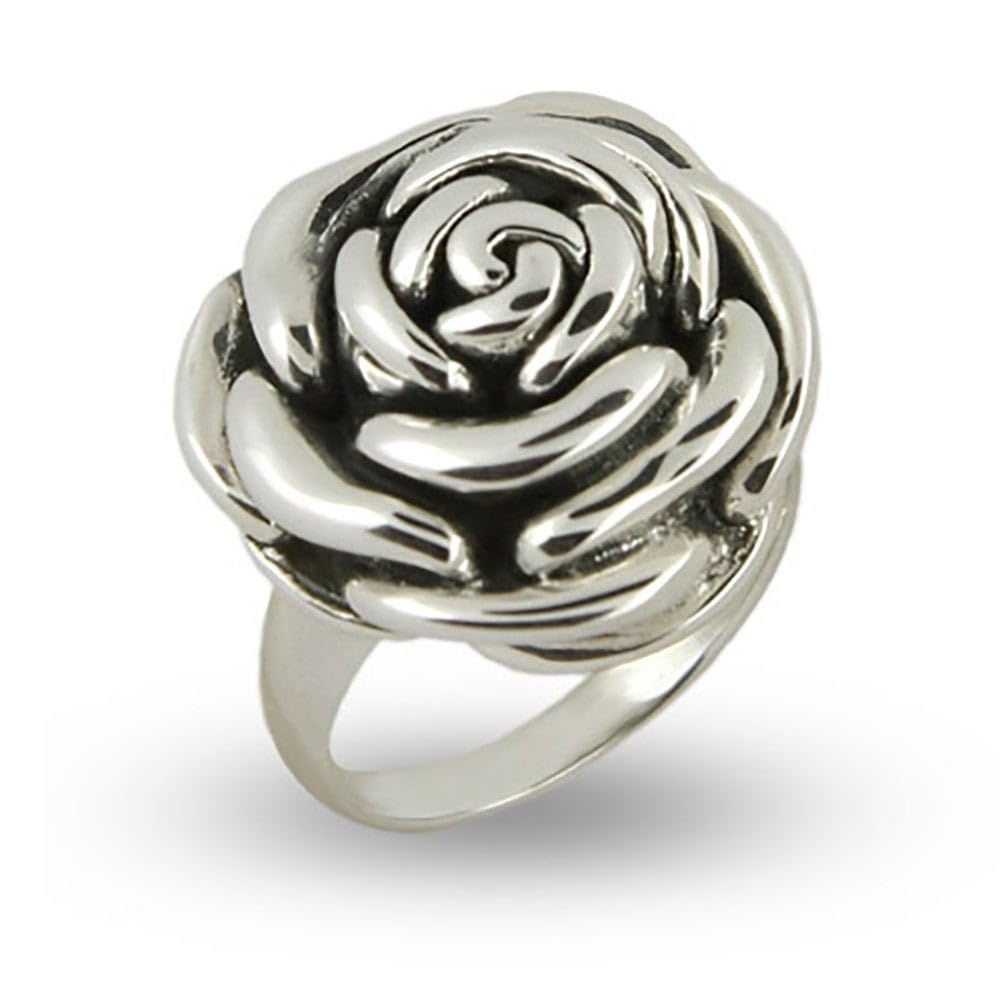 EVE'S ADDICTION Sterling Silver Rose Ring for Women - Elegant Fashion Jewelry Gift for Mom, Wife, Girlfriend - Perfect for Valentine's Day, Anniversary & Special Occasions