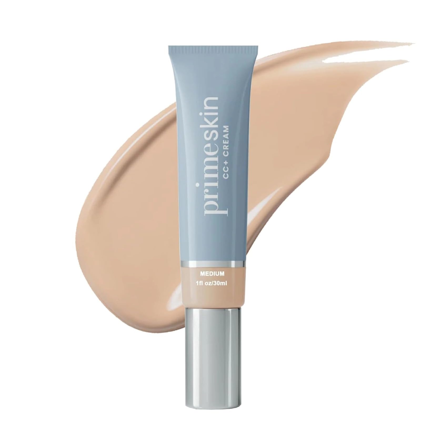 PrimeSkin CC Cream - Liquid Foundation Makeup for Women, 1 Fl Oz/30ml (Medium) | Lightweight Coverage, Natural Finish | Perfect for Daily Wear & Special Occasions