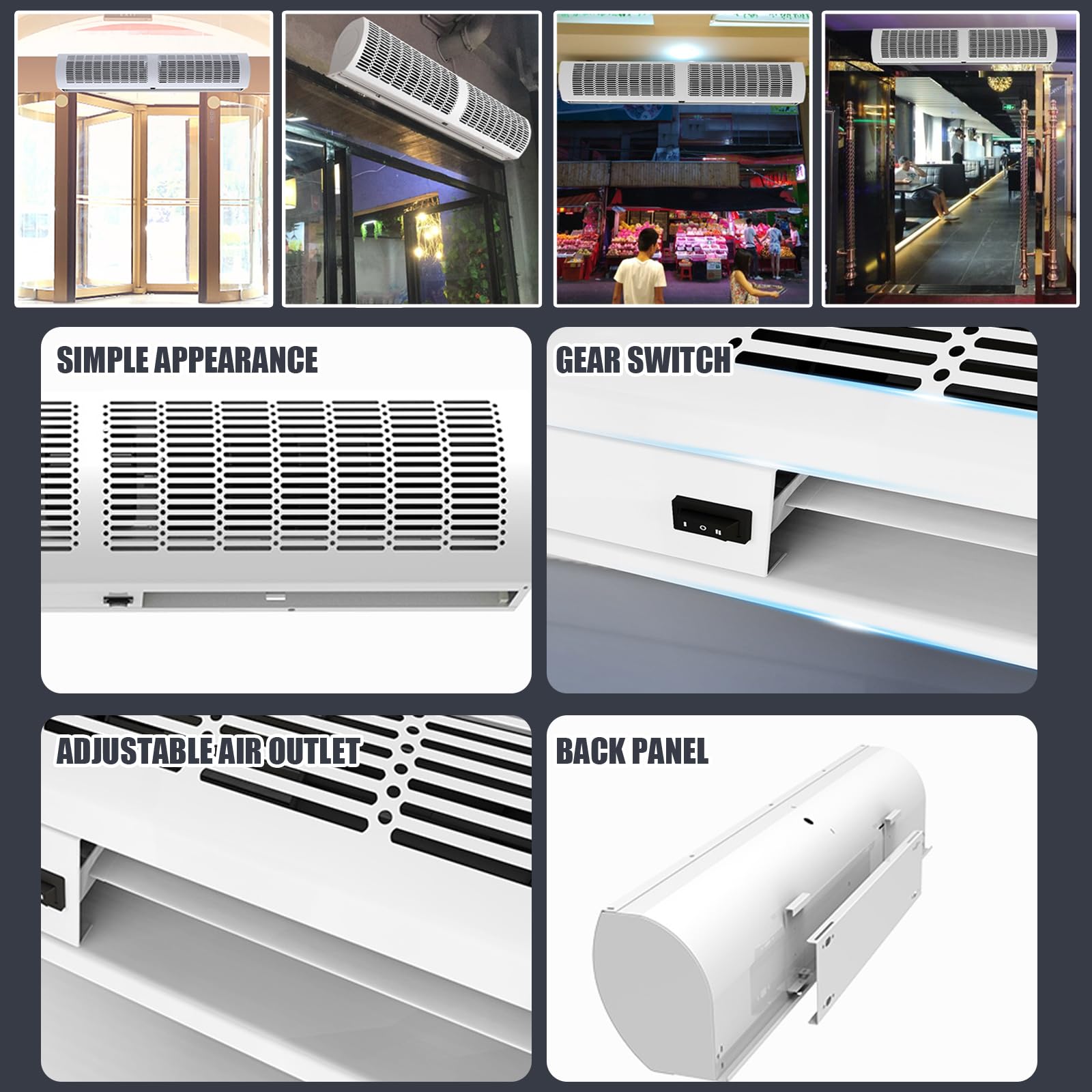 24/36/48/60 Inch Commercial Air Curtain with Remote Control - 2 Speed Super Powerful Door Blower for Fly Control - 110V Unheated Air Barrier for Stores, Restaurants & Homes - Perfect for Entryways, Kitchens & Retail Spaces