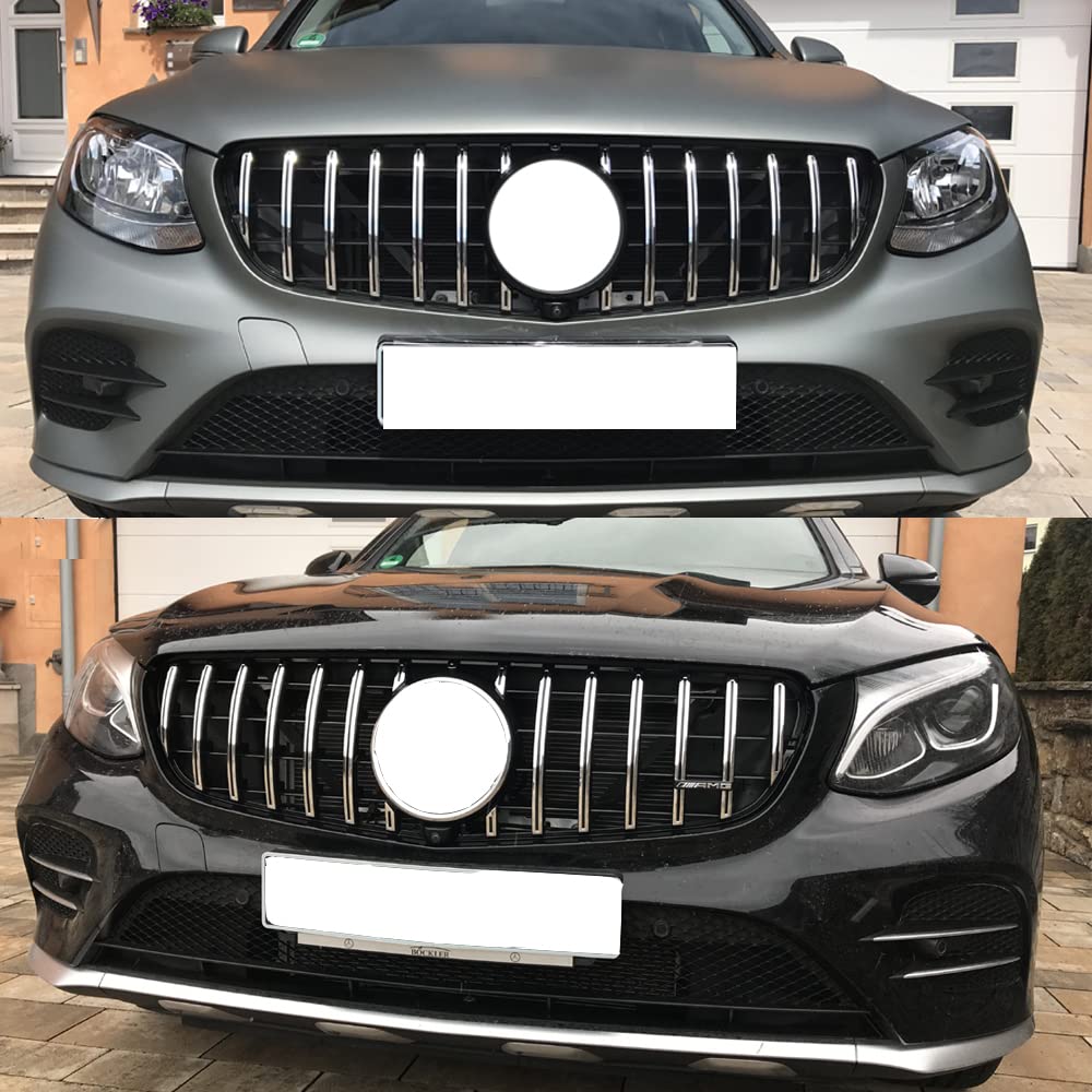AMG Style Front Grille for Mercedes Benz GLC Class W253 GLC300 GLC350 - Silver Mesh Grill Upgrade | Perfect for Car Customization & Off-Road Adventures