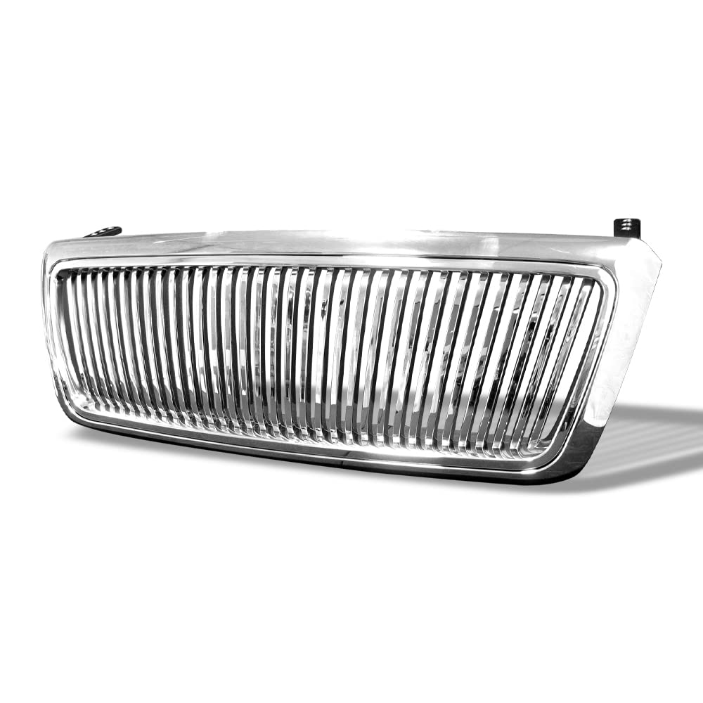 ABS Chrome Vertical Front Hood Bumper Grill Grille Guard for 2004-2008 Ford F150 - Heavy Duty Protection & Off-Road Style Upgrade for Trucks