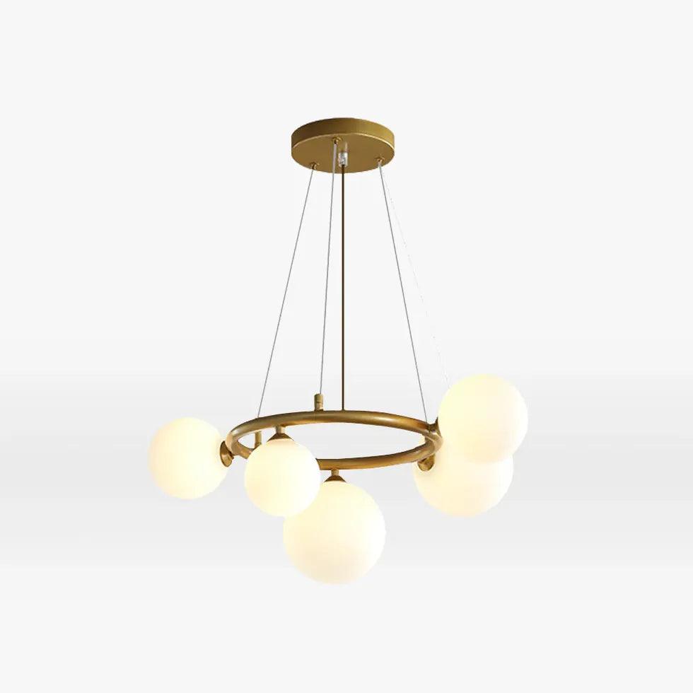 Modern Ring Shaped Multi Glass Ball Minimalist Chandelier - Elegant Ceiling Light Fixture for Dining Room, Bedroom & Living Room Decor