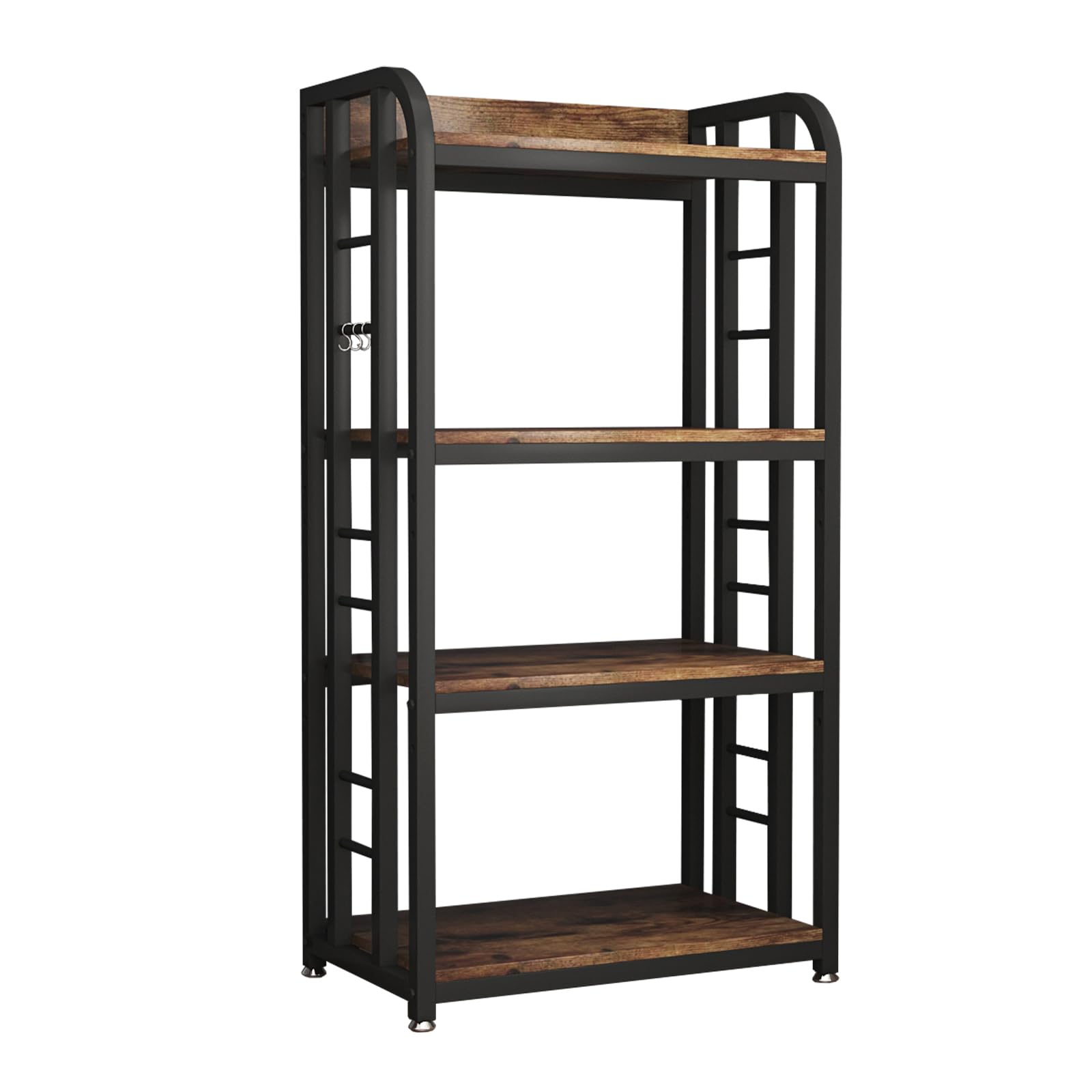 4-Tier Adjustable Microwave Stand with Storage Shelf - Free Standing Kitchen Organizer for Coffee Bar, Spices & Pots (Brown) - Perfect for Small Kitchens & Pantry Organization