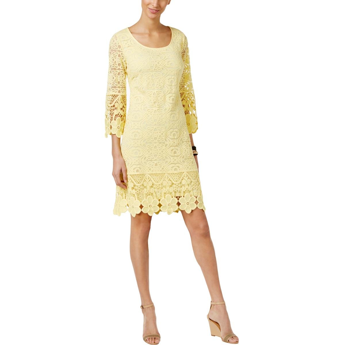 Alfani Petite Crochet Shift Dress - Floral Lace Summer Dress for Women, Boho Chic Beach Wedding Guest Outfit, Perfect for Vacations & Date Nights