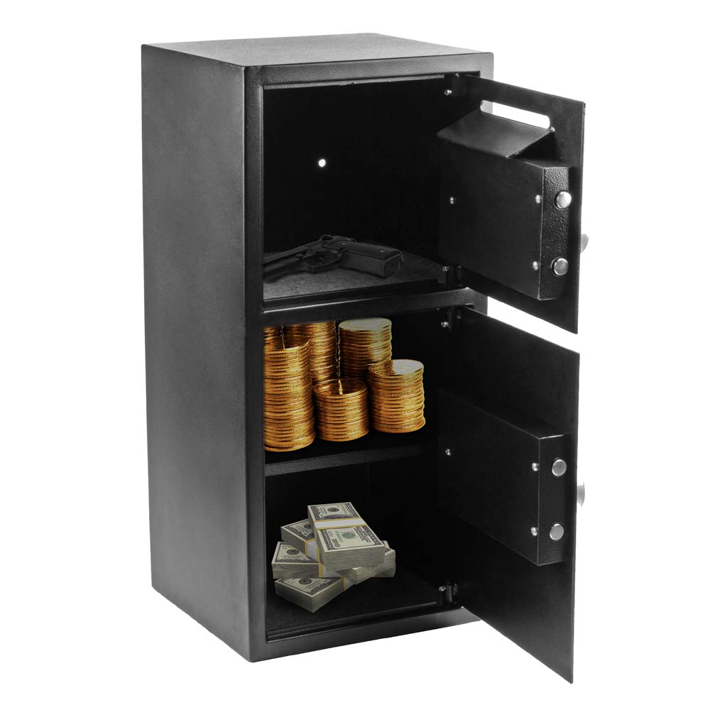 Secure Digital Safe Box with Double Door & Keys - Home & Office Security Safe for Cash, Valuables & Gun Storage | Ideal for Bedroom, Closet & Business Use