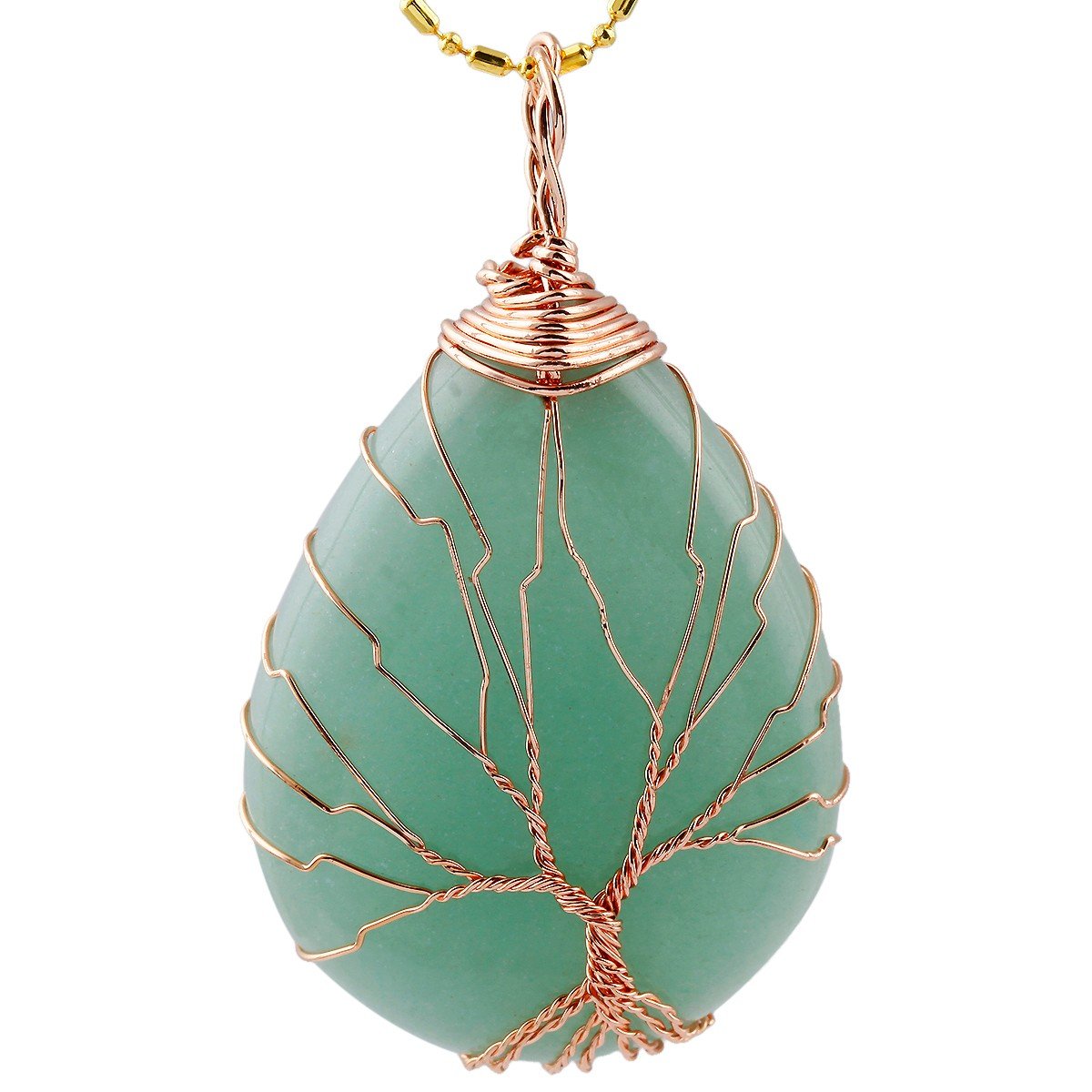 TUMBEELLUWA Teardrop Crystal Tree Necklace for Women - Healing Jewelry for Meditation & Gifts