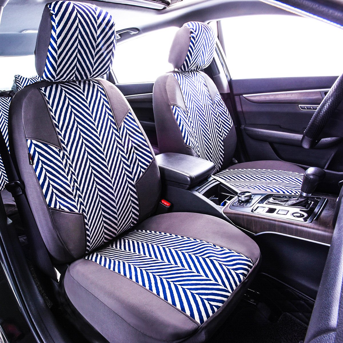 Premium Universal Fit Linen Car Seat Covers for SUVs, Trucks, Sedans & Vans - Airbag Compatible with Opening Holes (Charcoal Grey & Navy Blue) | Durable, Breathable & Stylish Protection for Daily Commute, Road Trips & Family Travel