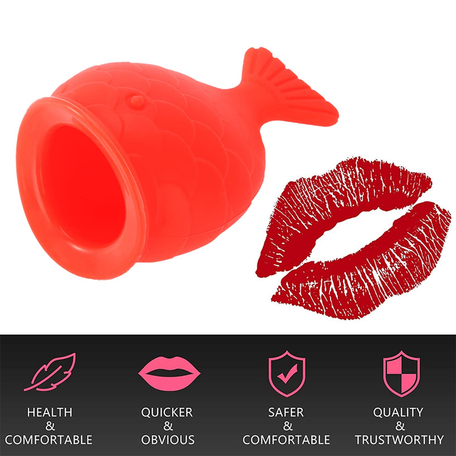 Fish Shaped Lip Plumper Tool for Women - Silicone Lip Enhancer & Pout Pump for Fuller Lips - Portable Hand Size Lip Plumping Device for Makeup, Beauty & Self Care Routine