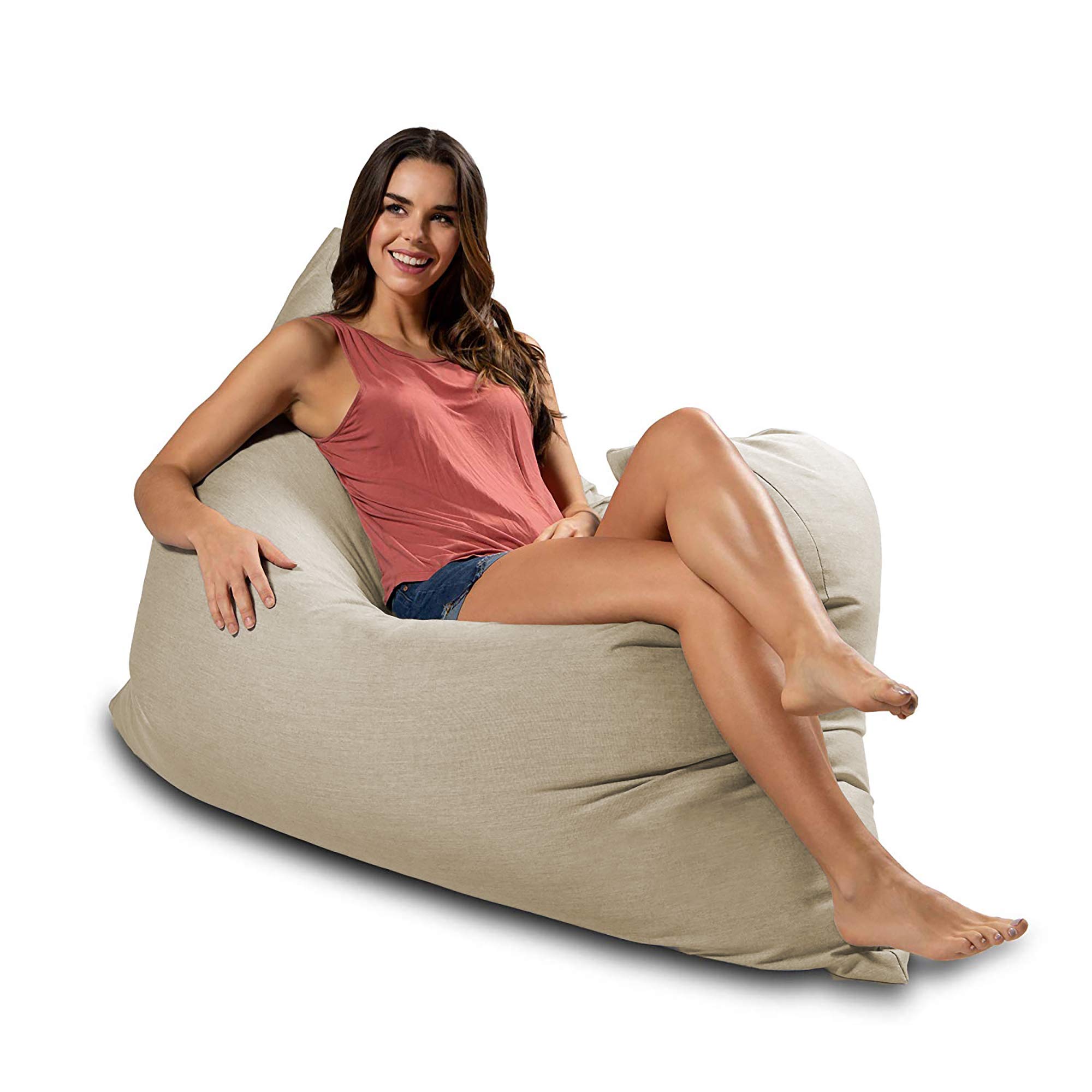 Jaxx Piper Giant Outdoor Bean Bag Floor Pillow Lounge - Waterproof Sunbrella Flax Fabric for Patio, Poolside & Backyard Relaxation