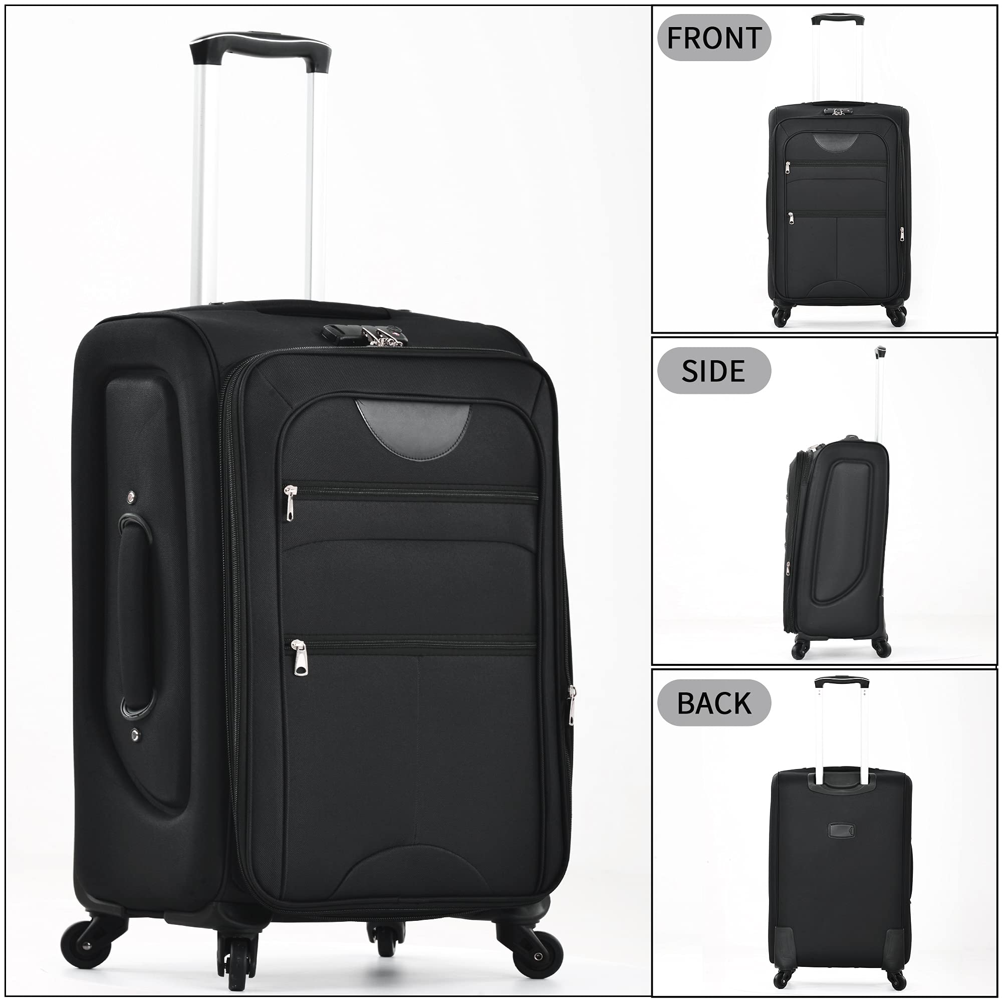 Merax 3-Piece Expandable Softside Luggage Set with Spinner Wheels & TSA Lock - 22