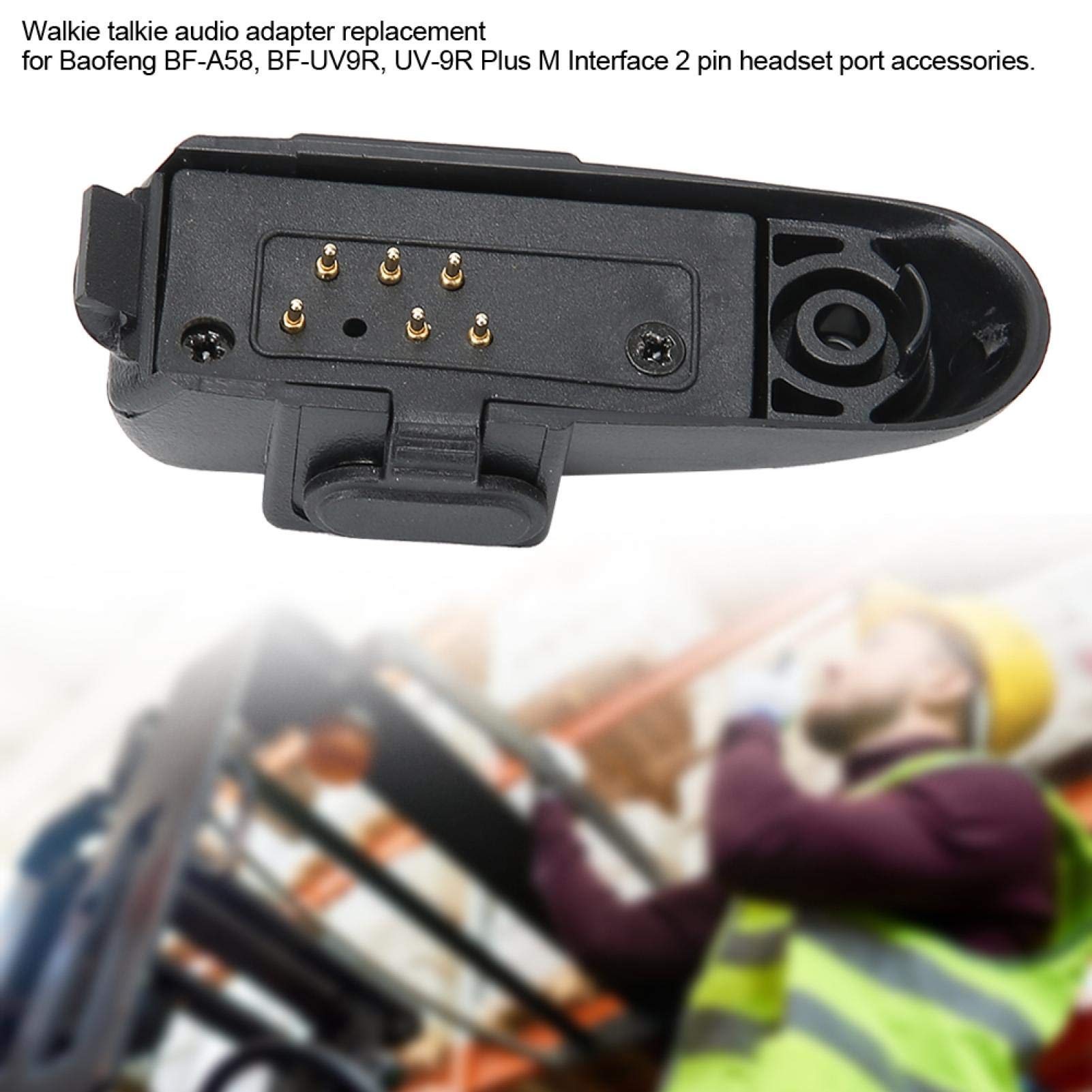 PUSOKEI 2 Pin Audio Adapter for Baofeng BF9700 BFA58 BFUV9R UV9R Plus - Walkie Talkie Headset Port Accessories Replacement - Perfect for Outdoor Adventures, Security Work & Emergency Communication