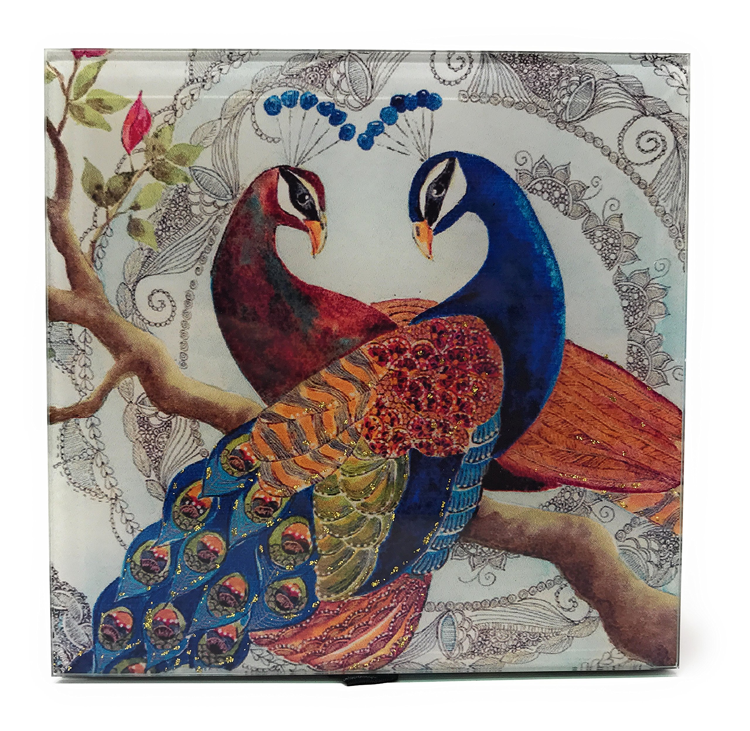 Elegant Glass Keepsake Jewelry Box with Peacock Design - Perfect for Jewelry Storage, Gift Giving & Home Decor