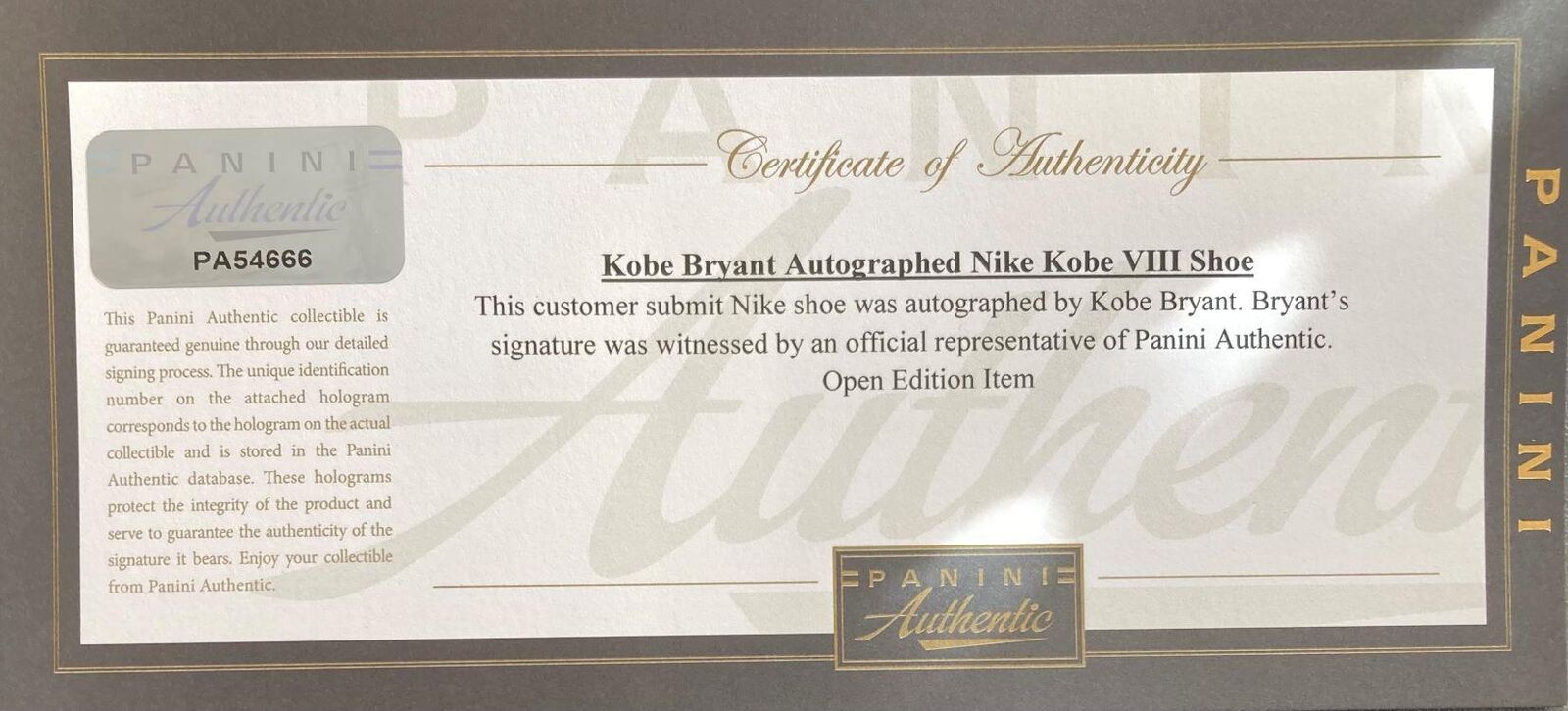 Authentic Kobe Bryant Lakers Signed Nike Zoom Kobe 8 System Prelude Shoes - Panini Certified Collectible for Basketball Fans & Sneakerheads - Perfect for Display, Investment & Memorabilia Collections