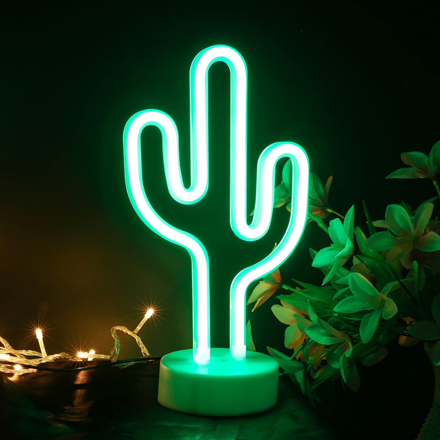 Cactus Neon Sign - LED Room Decor Light with USB & Battery Power, Perfect for Girls Bedroom, Living Room, Party Decorations | Unique Birthday Gift Idea for Home & Office Lighting