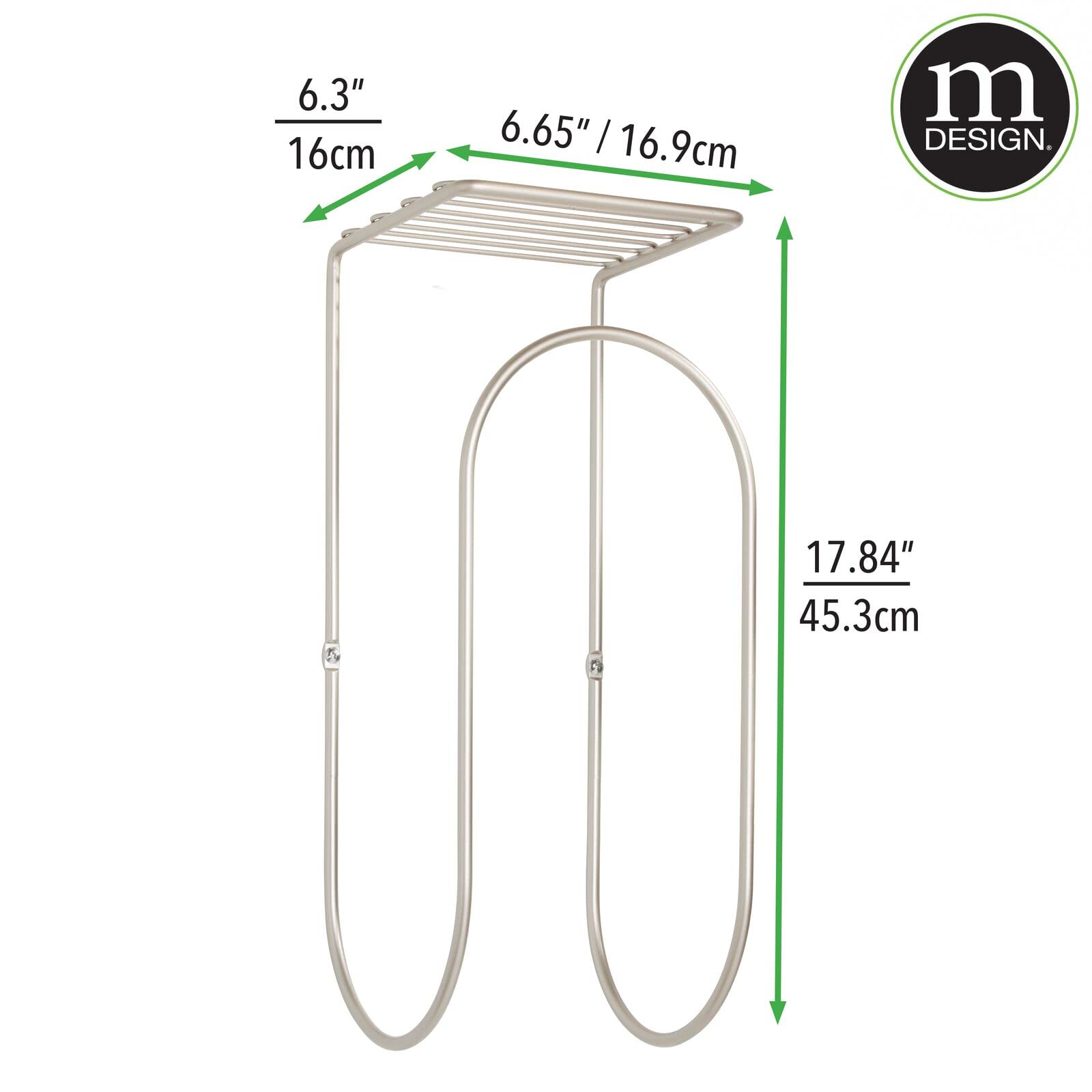 Modern Metal Wall Mount Towel Rack with Storage Shelf - Bathroom Organizer for Towels, Washcloths & Hand Towels - Curved Decorative Design in Satin Finish - Perfect for Small Bathrooms, Powder Rooms & Spa Spaces