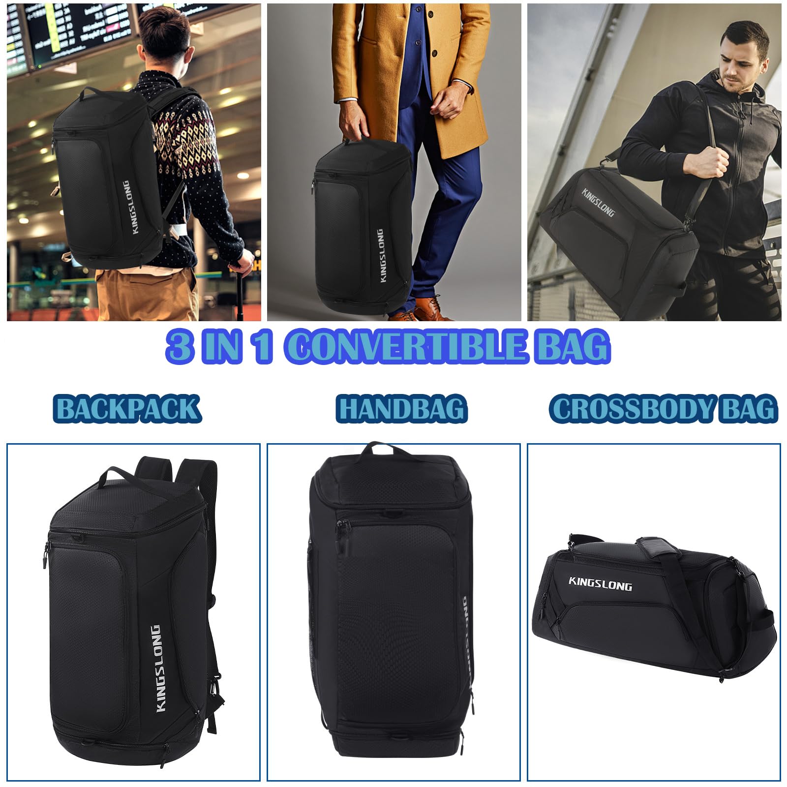 TPAID 40L Waterproof Gym Duffel Bag for Men - Large Sports Travel Backpack with Shoe Compartment | Perfect for Gym, Workout, Travel & Weekend Getaways
