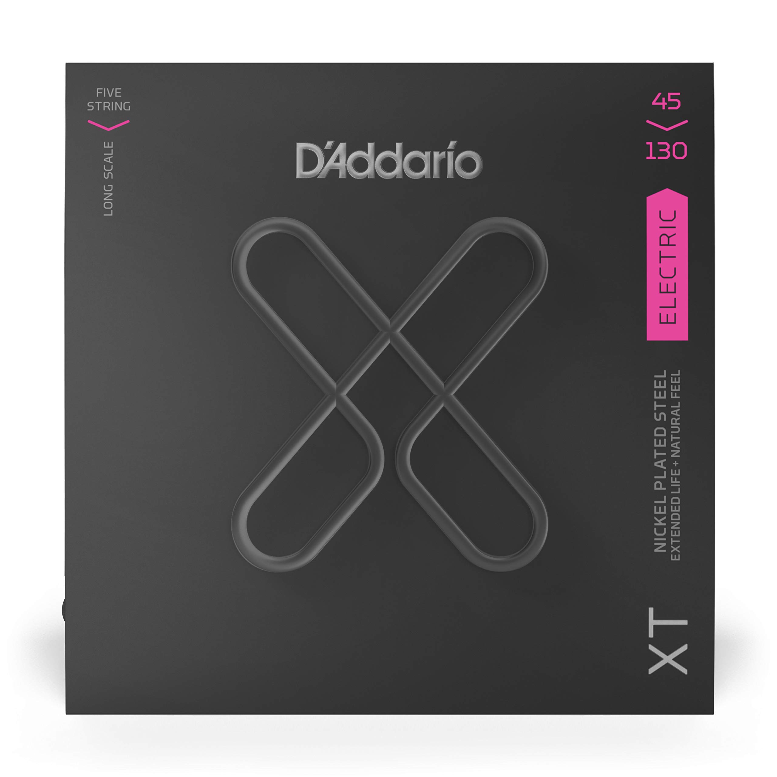 D'Addario XT Coated Bass Strings - 5-String Electric Bass Guitar Strings, Long Scale 45-130 Gauge - Enhanced Durability & Bright Tone for Professional Musicians & Studio Recording