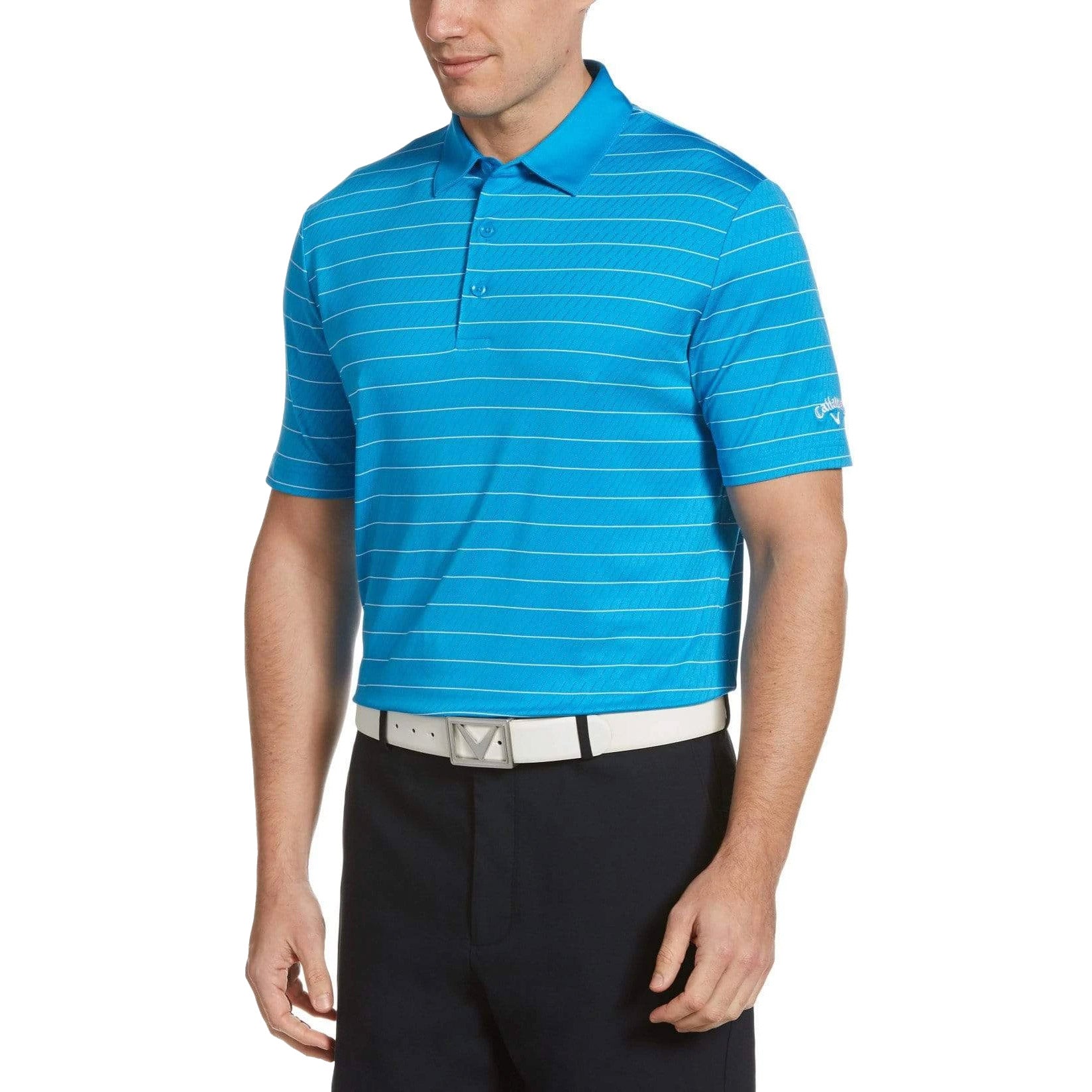 Callaway Men's Ventilated Stripe Golf Polo Shirt - Moisture-Wicking & Breathable for Comfort on the Golf Course