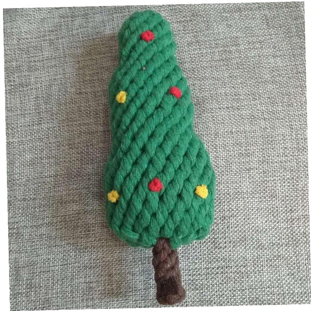 1pc Durable Bite-Resistant Cotton Rope Dog Toy - Christmas Tree Design Chew Toy for Small Dogs | Puppy Teething, Training & Playtime Fun | Perfect for Christmas Gifts & Indoor Play
