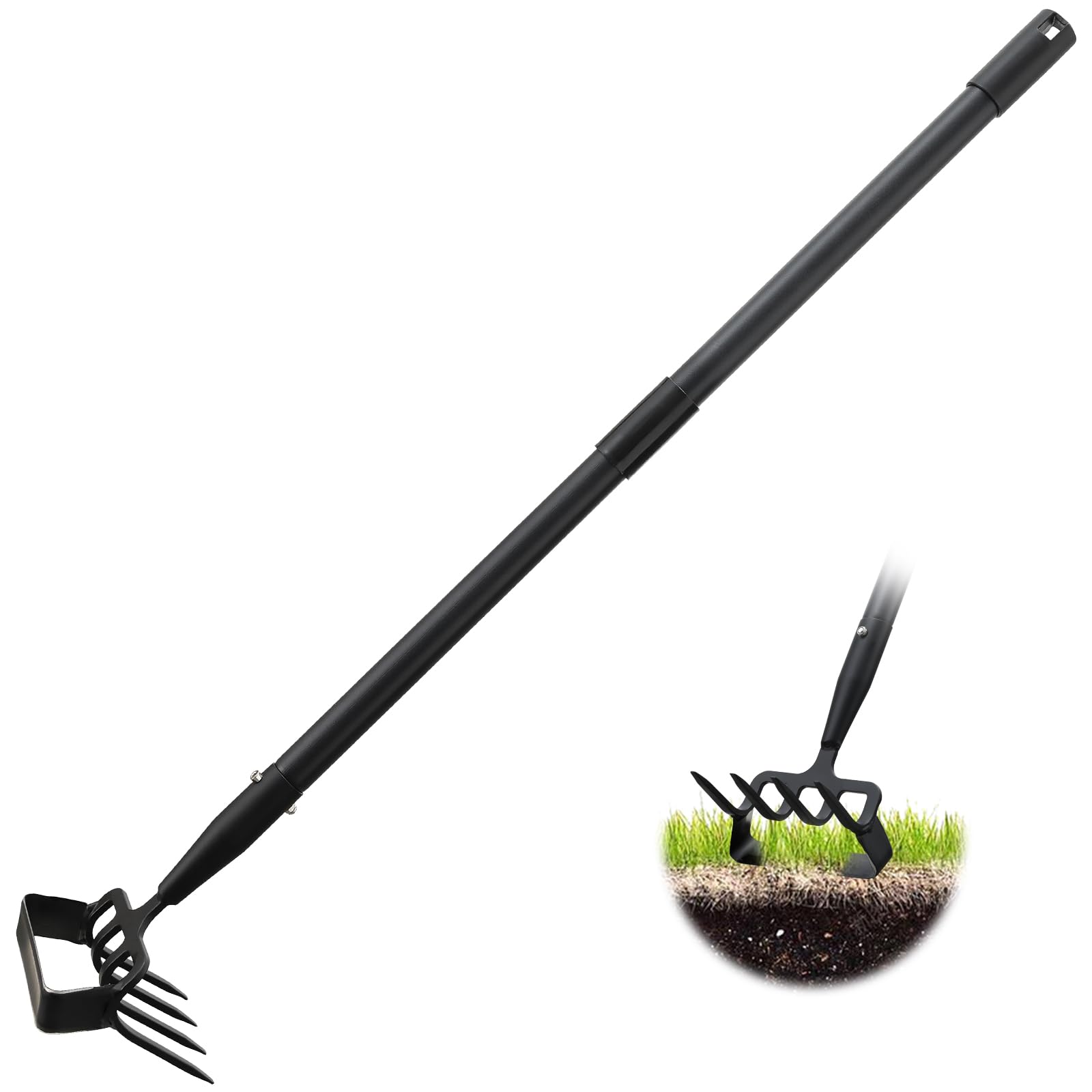 2-in-1 Weed Puller & Garden Hoe Tool with Adjustable 37