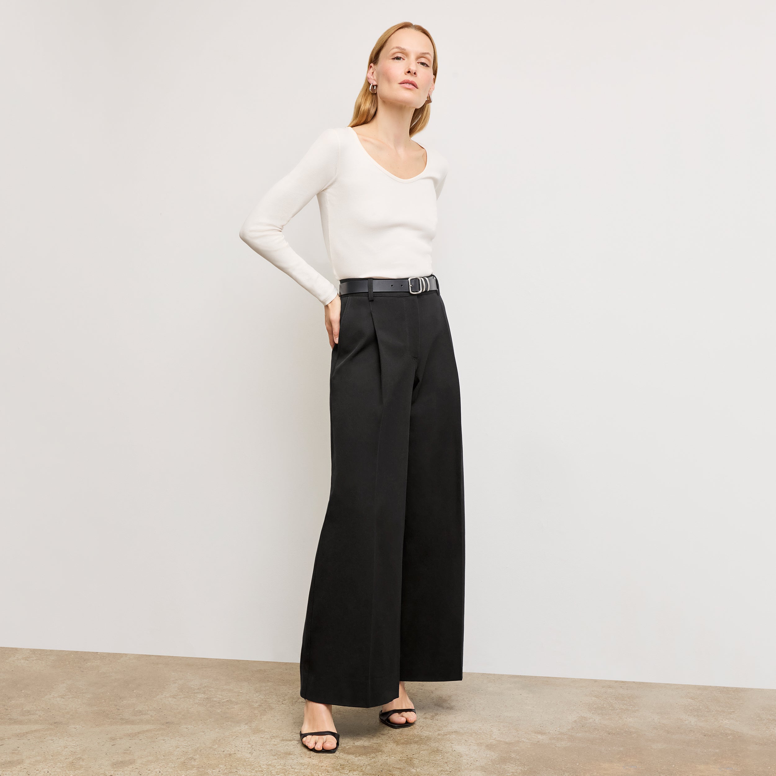 Harrison Wide Pleated Jeans for Women - High Waist Stretch Denim Pants - Comfortable & Stylish Black Jeans for Casual Wear, Work, and Everyday Outfits