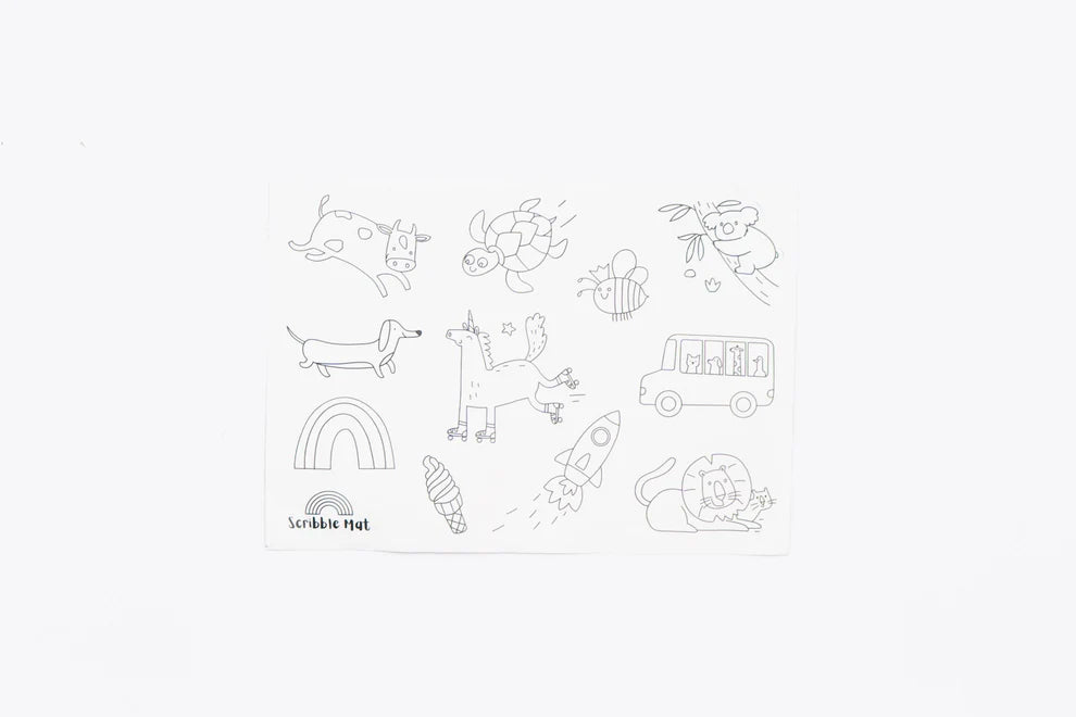 Scribble Mat Coloring Sticker Set for Kids - Reusable Water Drawing Doodle Mat - Fun Educational Activity for Toddlers & Preschoolers - Perfect for Travel, Home Play & Classroom Learning