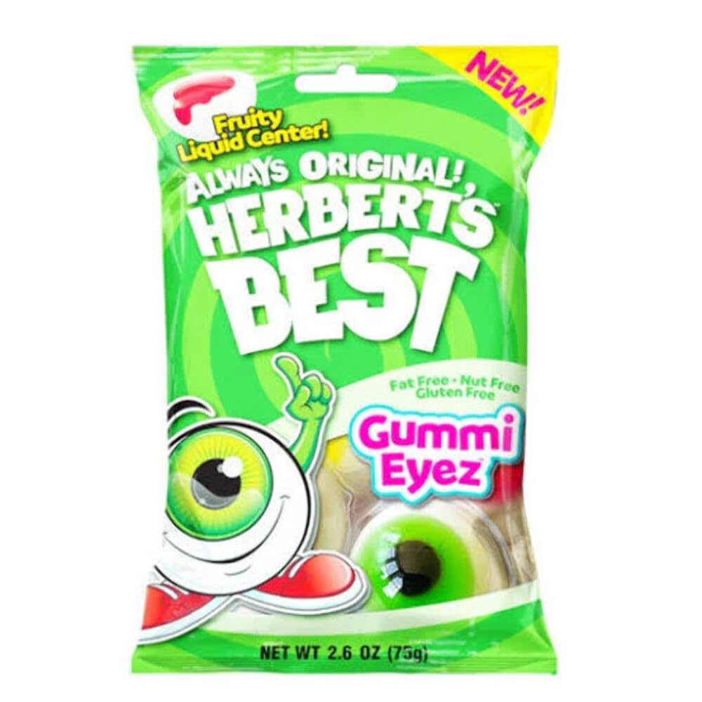 Herbert's Best Gummi Eyez | Fruity Liquid Center Gummy Candy | Fat Free, Gluten Free, Nut Free | Perfect for Halloween, Parties & Movie Snacks