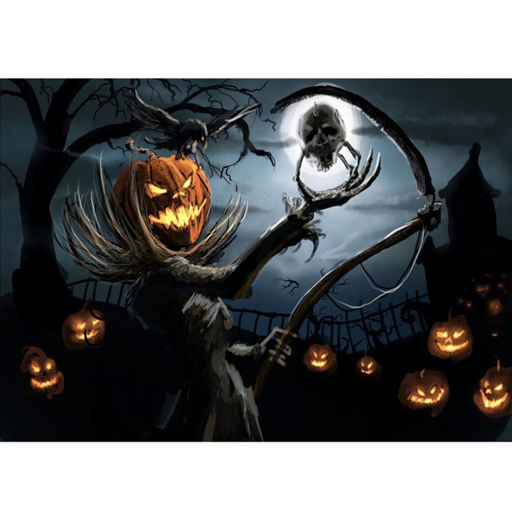 MagicXflow 5D DIY Diamond Painting Kit - Halloween Pumpkin Witch Full Drill Beach Scene for Wall Decor | Relaxing Art Craft for Home, Party & Seasonal Decoration