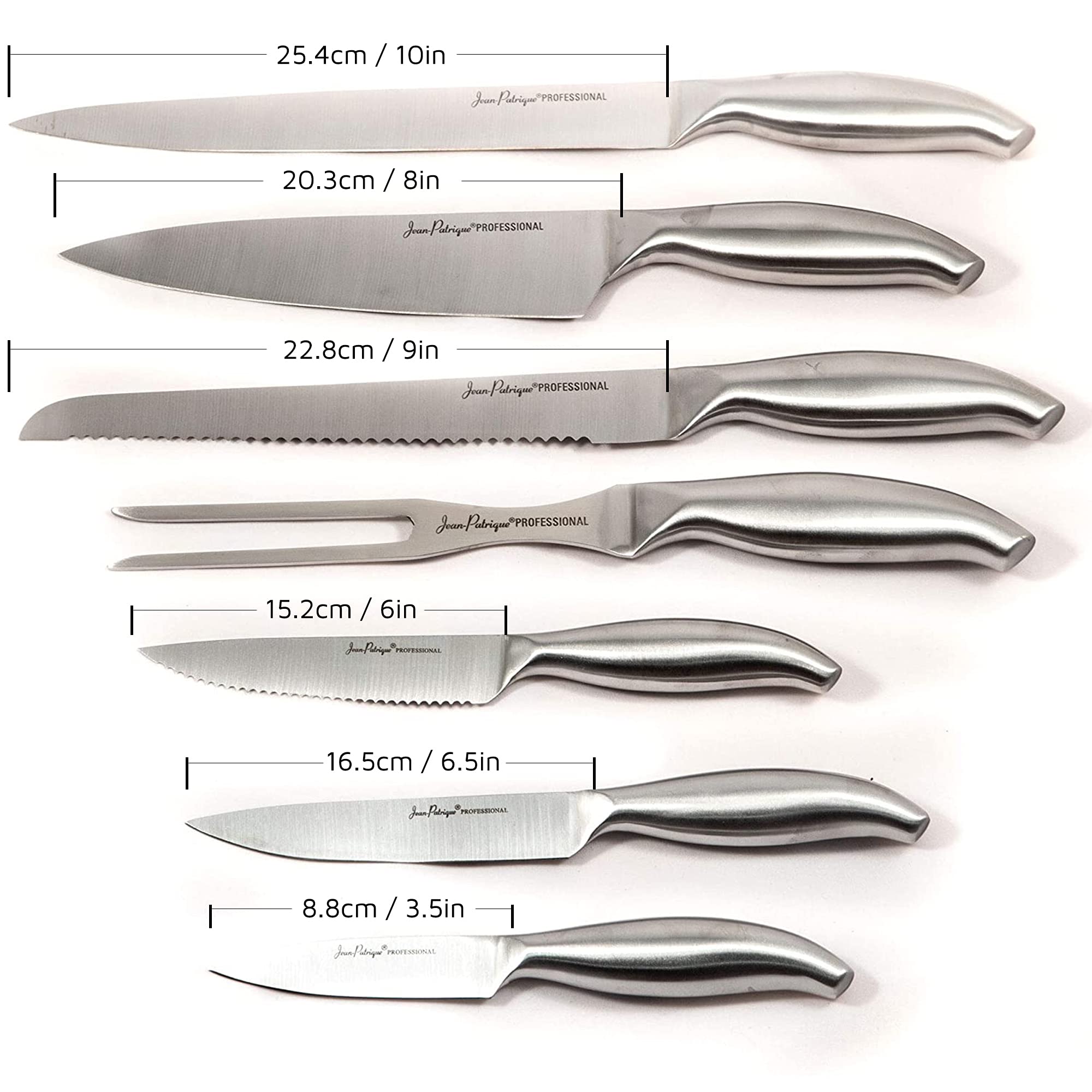 Premium 7-Piece Stainless Steel Kitchen Knife Set with Wooden Block - Professional Chef Knives for Chopping, Slicing & Dicing - Perfect for Home Cooking, Meal Prep & Gourmet Food Preparation by Jean Patrique