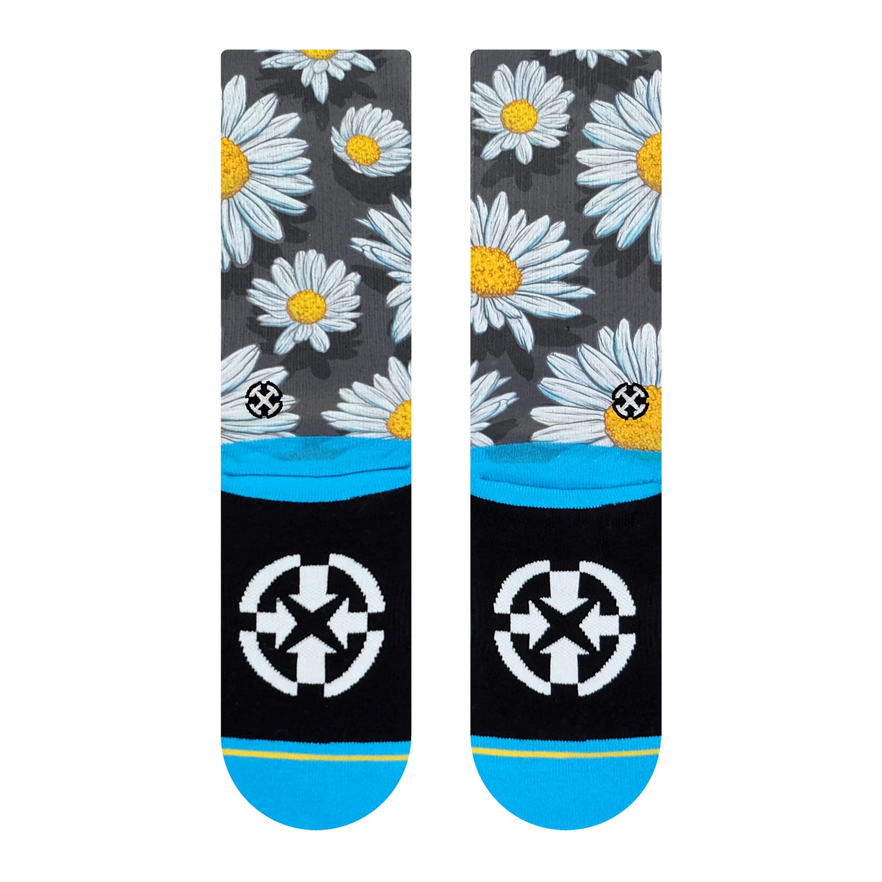 MERGE4 Spring Daisies Crew Socks for Men & Women - Floral Print Non-Slip Comfort Socks with Arch Support - Perfect for Work, Running & Everyday Wear