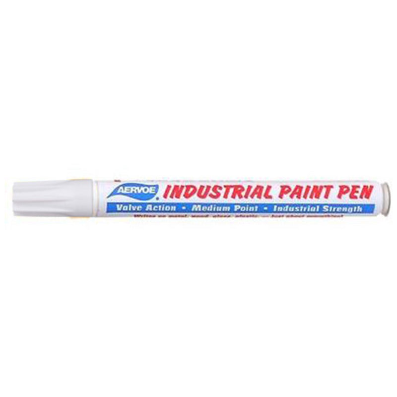 Aervoe 1227 White Medium Point Felt Tip Heavy Duty Marking Pen - Industrial, Construction & Warehouse Use for Durable Labeling on Metal, Plastic & Wood Surfaces