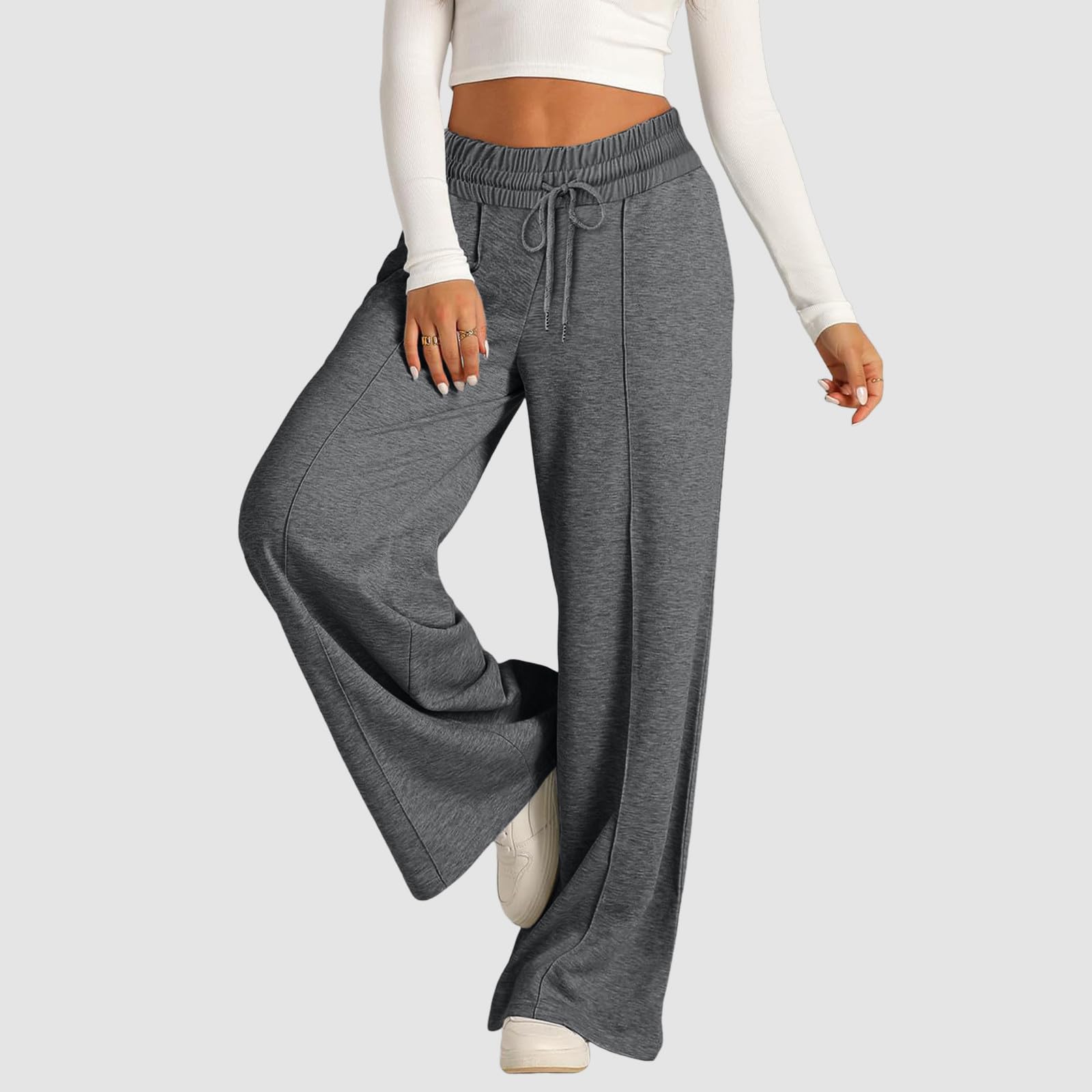 Lightweight Sweatpants for Women - Baggy Wide Leg Joggers with Pockets | High Waist Lounge Pants with Drawstring | Perfect for Yoga, Running & Casual Wear
