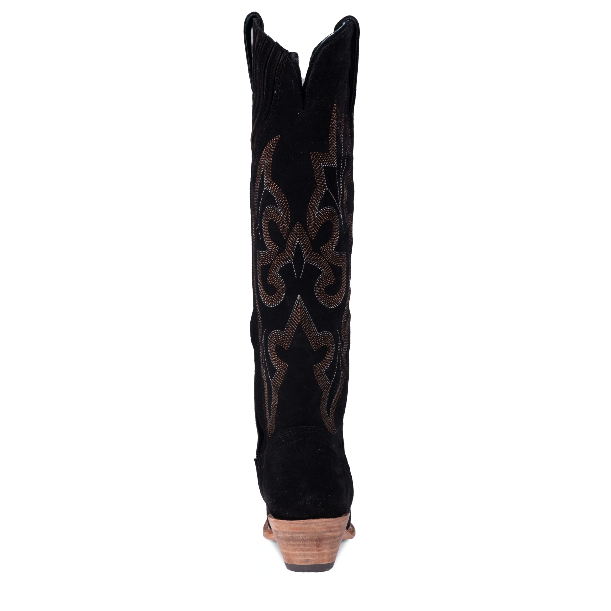 Women's Suede Embroidered Knee High Corral Boots - Snip Toe Mid Heel (2-3
