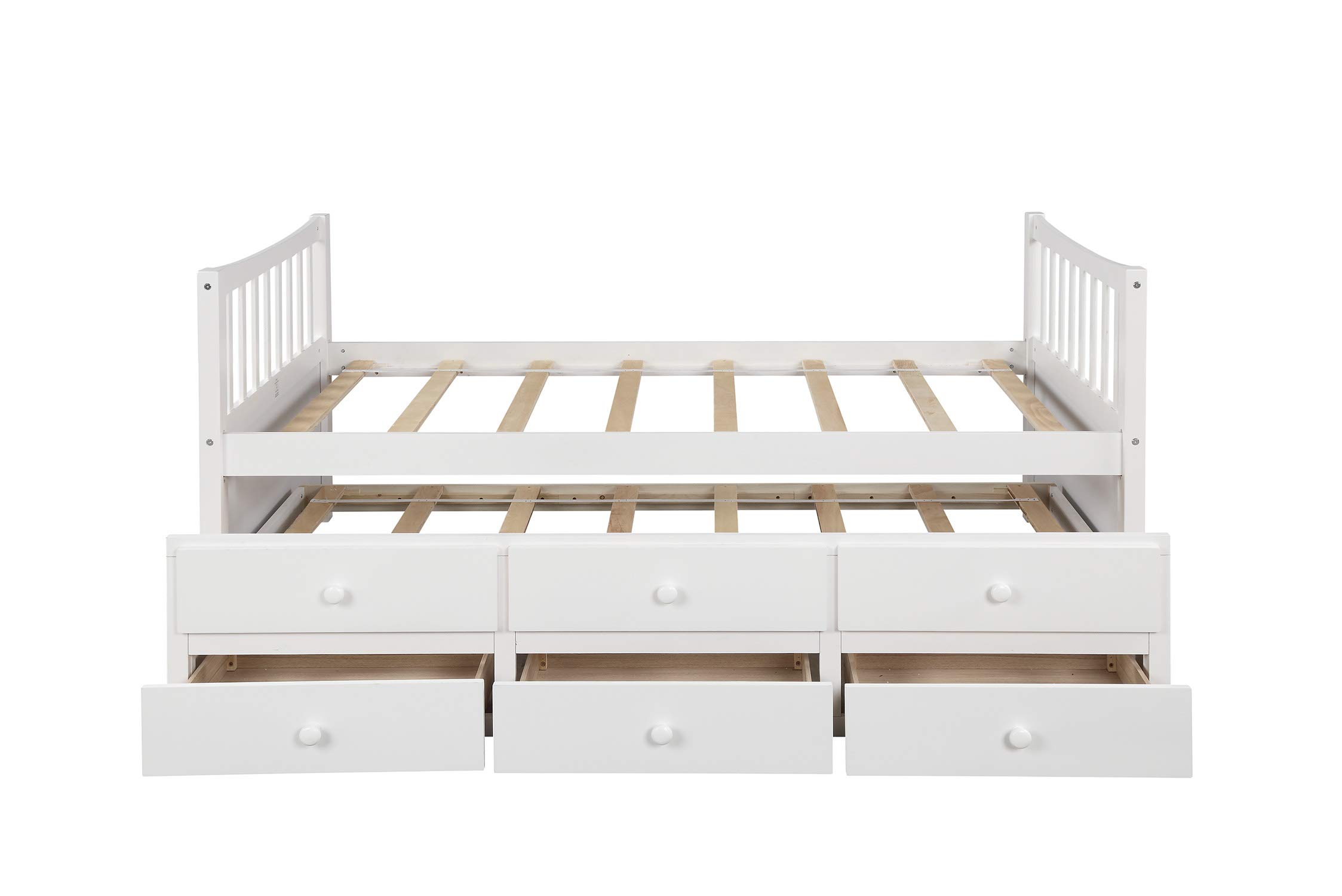 LZ LEISURE ZONE Twin Size Platform Storage Daybed with Trundle - 3 Drawers for Extra Storage Space | Perfect for Guest Rooms, Small Apartments & Kids' Bedrooms