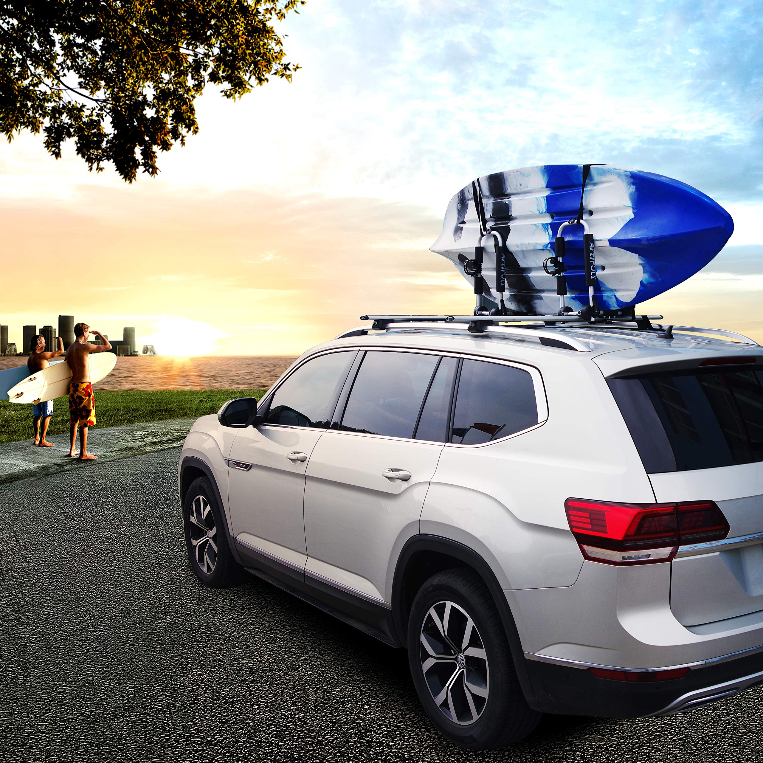 Premium Kayak & Canoe Roof Rack Carrier - J-Bar with Paddle Holder for SUV, Car & Truck | Easy Mount for Kayak, Canoe, SUP, Surfboard & Ski | Secure Transport for Water Sports & Outdoor Adventures