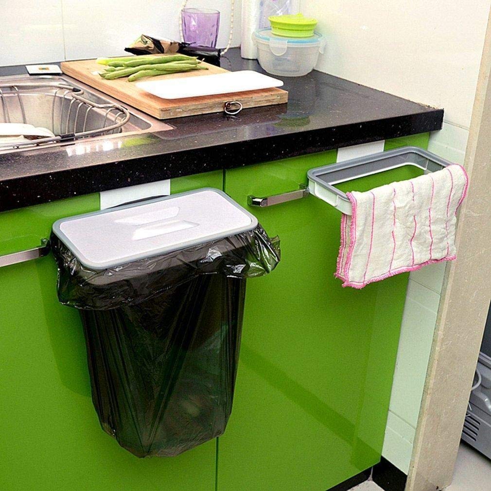 HLWJ Hanging Trash Bag Holder for Kitchen Cabinets - Under Cabinet Garbage Can Storage Organizer - Perfect for Small Spaces & Waste Disposal
