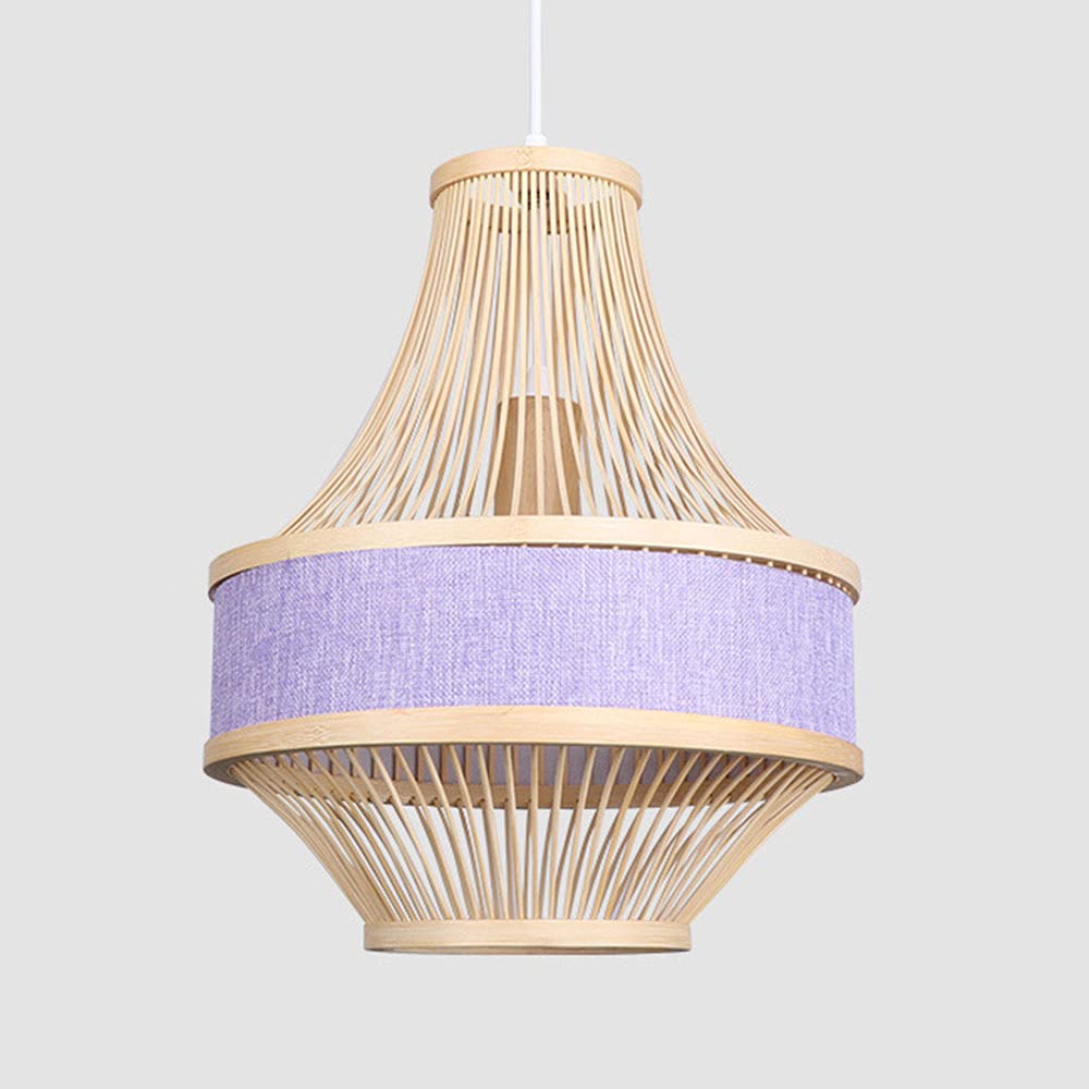 JQTREND Bamboo Pendant Lamp - Japanese Style Rattan Chandelier, Modern Woven Wicker Ceiling Light, Natural Boho Hanging Light Fixture for Dining Room, Living Room, Bedroom, Patio & Outdoor Decor