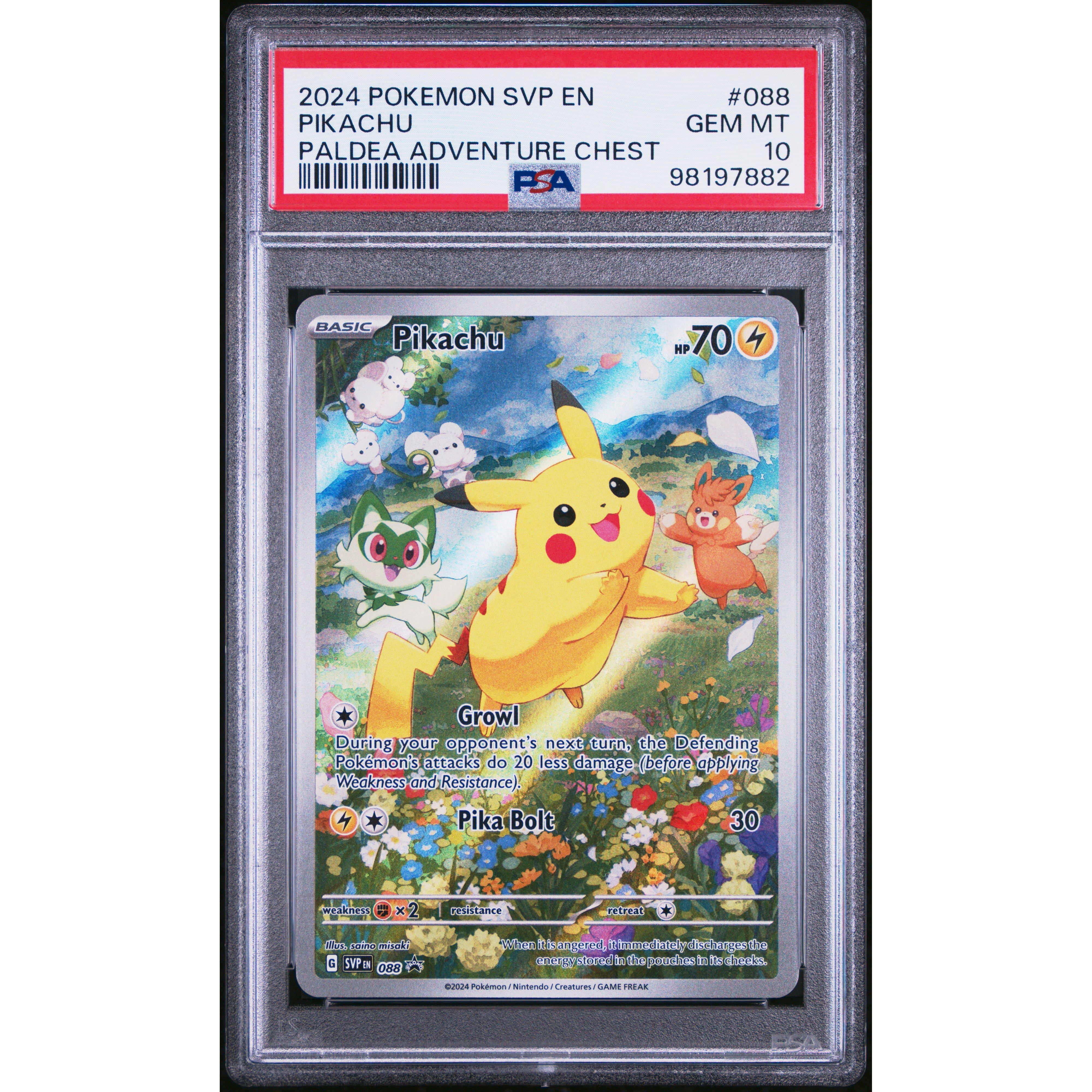 2024 Pokemon Scarlet Violet Promo Pikachu SVP088 PSA 10 Graded Card - Rare Collectible for Trading Card Game Enthusiasts | Perfect for Display, Tournaments & Pokemon Memorabilia Collections