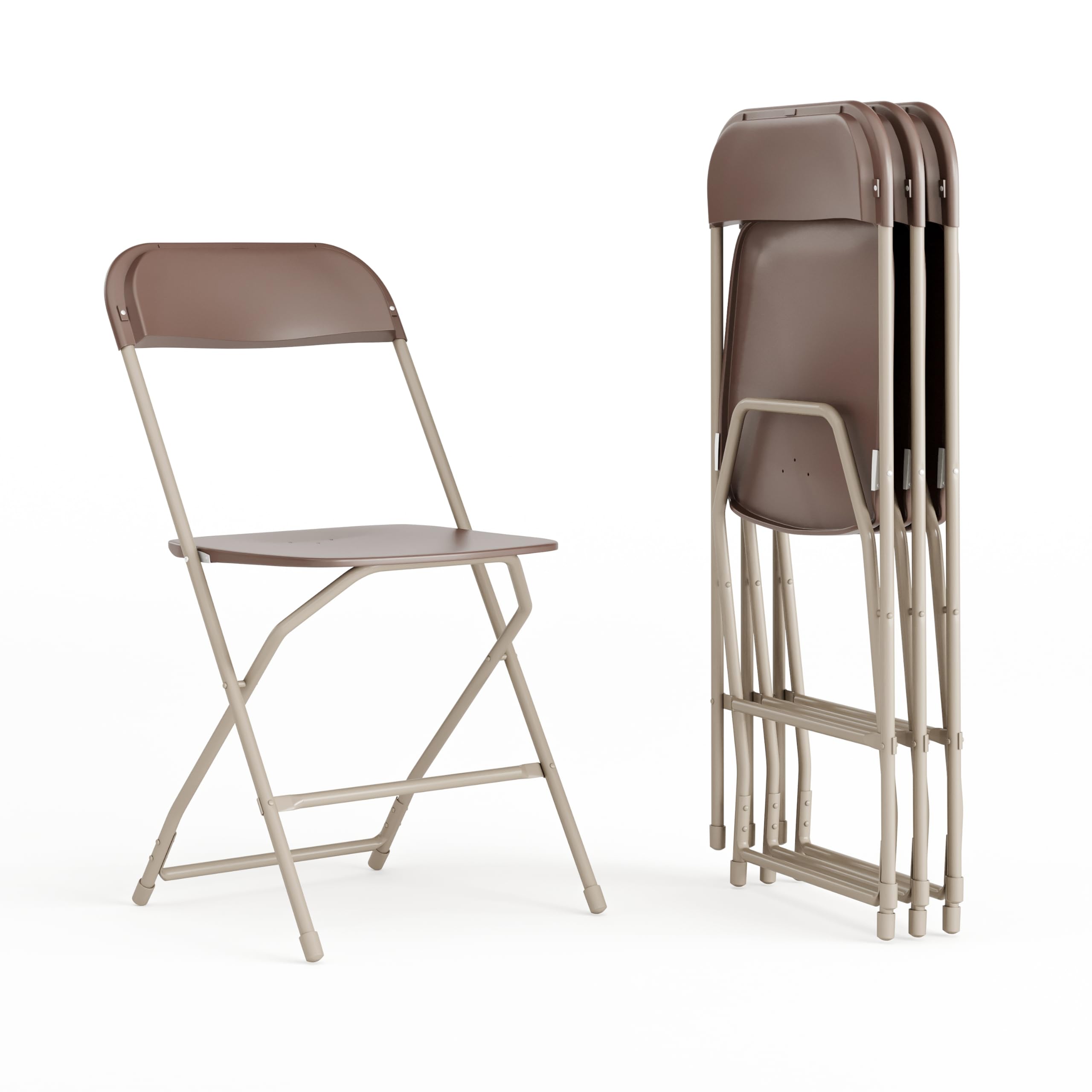 **Flash Furniture Hercules Series 4-Pack Brown Plastic Folding Chairs - 650LB Weight Capacity, Lightweight & Comfortable for Events, Parties, Outdoor Gatherings & Home Use**