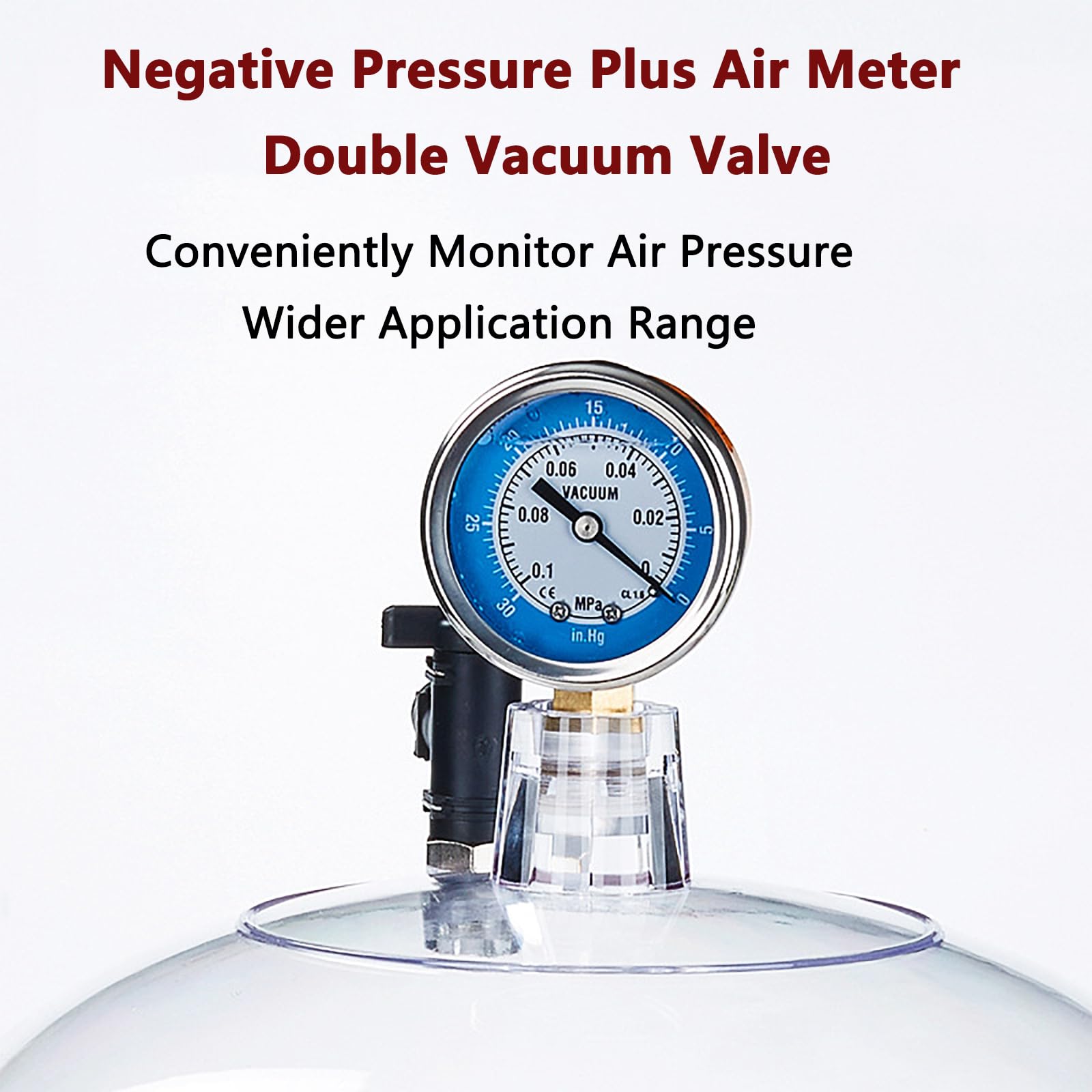 Premium Transparent Plastic Vacuum Desiccator with Double Vacuum Valve & Pressure Gauge - Laboratory-Grade Airtight Seal for Anti-Oxidation | Ideal for Research Labs, Graduate Studies & Chemical Storage