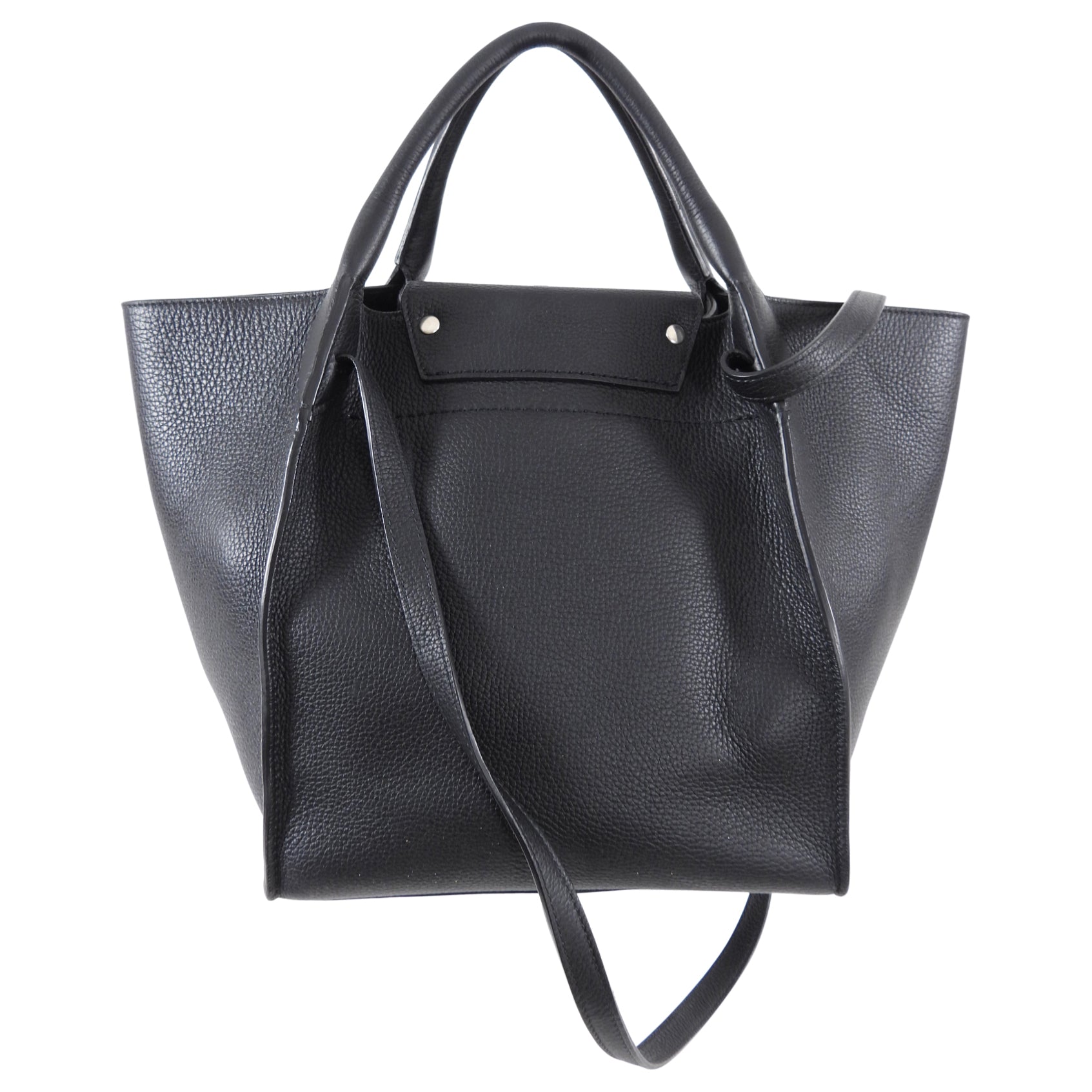 Celine Small Black Leather Tote Bag for Women - Stylish & Spacious Handbag for Work, Travel & Everyday Use