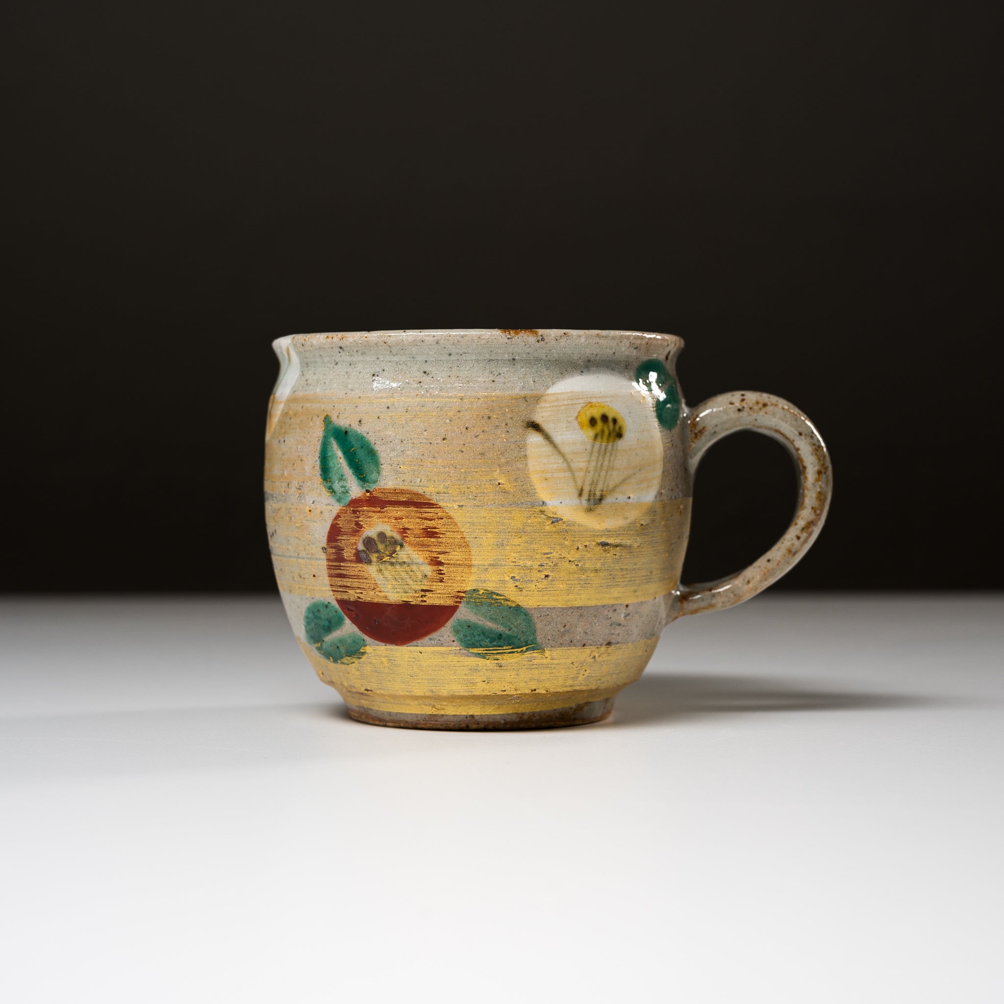 Zoho Kiln Ceramic Mug Cup - Kinsai Camellia Japanese Tea Cup | Handcrafted Pottery for Coffee, Tea & Hot Drinks | Perfect Gift for Tea Lovers & Home Decor