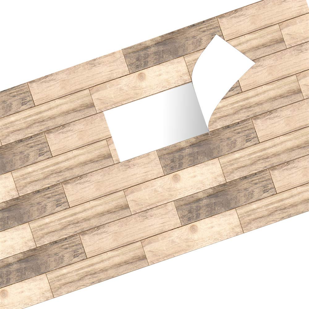 Wood Grain Tile Stickers - PVC Floor Stickers for Living Room, Bedroom, Kitchen Renovation | Easy Peel & Stick Wall Decals for Home Decor & Floor Makeover | Perfect for DIY Home Improvement & Rental Apartment Upgrades