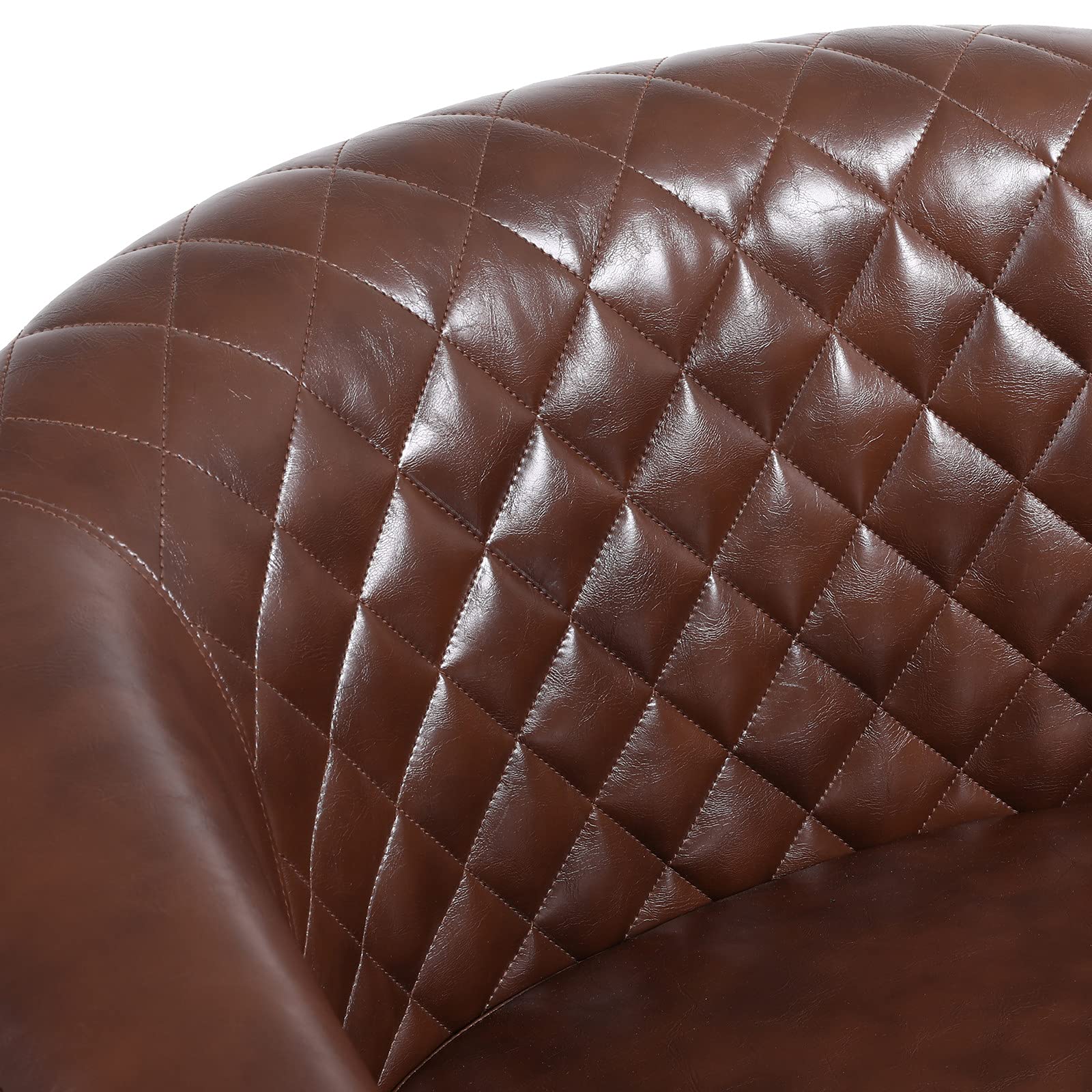 Premium SSLine Classic Upholstered Accent Arm Chair - Genuine Soft Leather Barrel Club Chair with Solid Wood Legs & Nailhead Trim - Comfortable Living Room Sofa, Office Guest Chair or Bedroom Seating (Brown) - Perfect for Relaxing, Reading & Conversation Areas